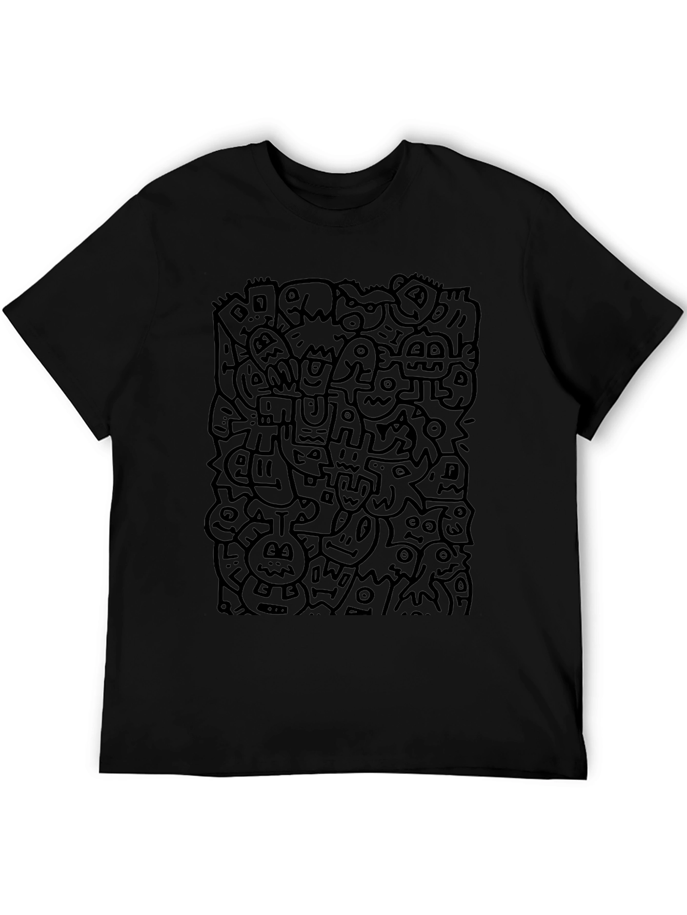 Doodle Art Black T-Shirt - Modern Graphic Tee