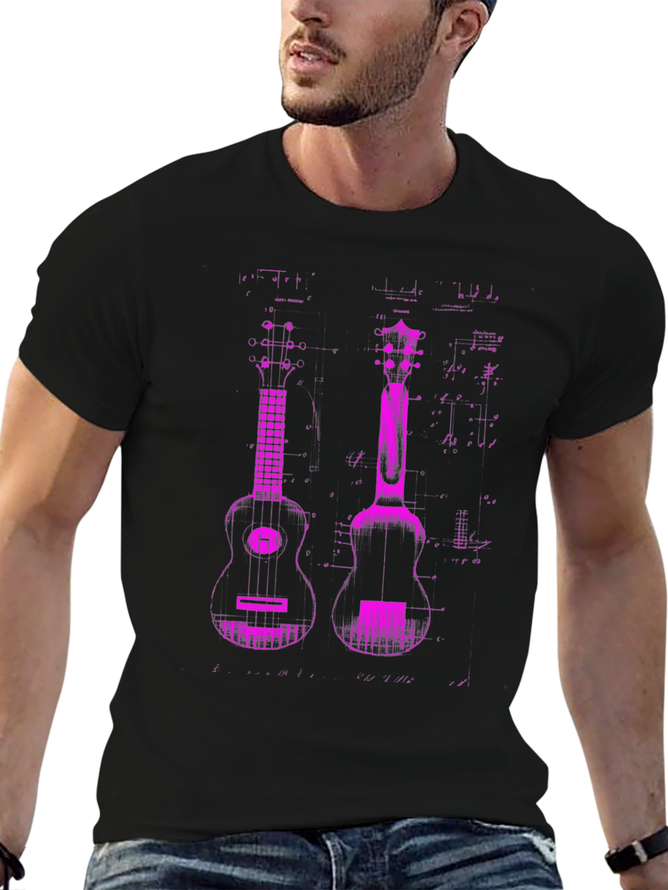 Ukulele Graphic T-Shirt - Black