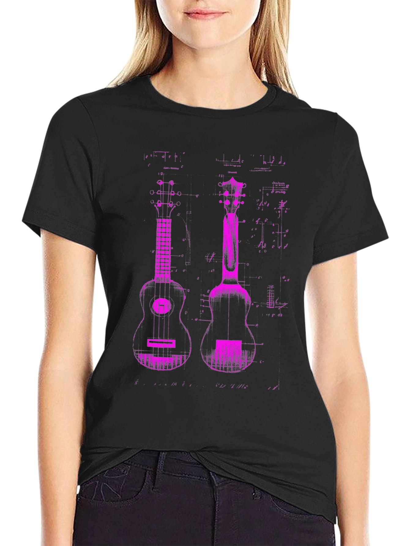 Ukulele Graphic T-Shirt - Black