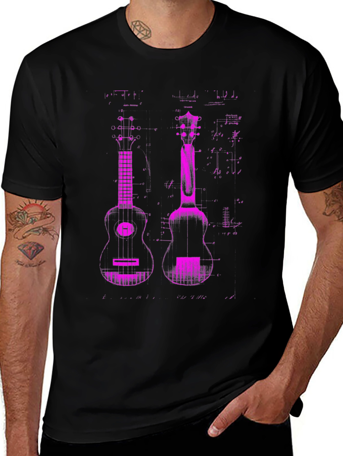 Ukulele Graphic T-Shirt - Black