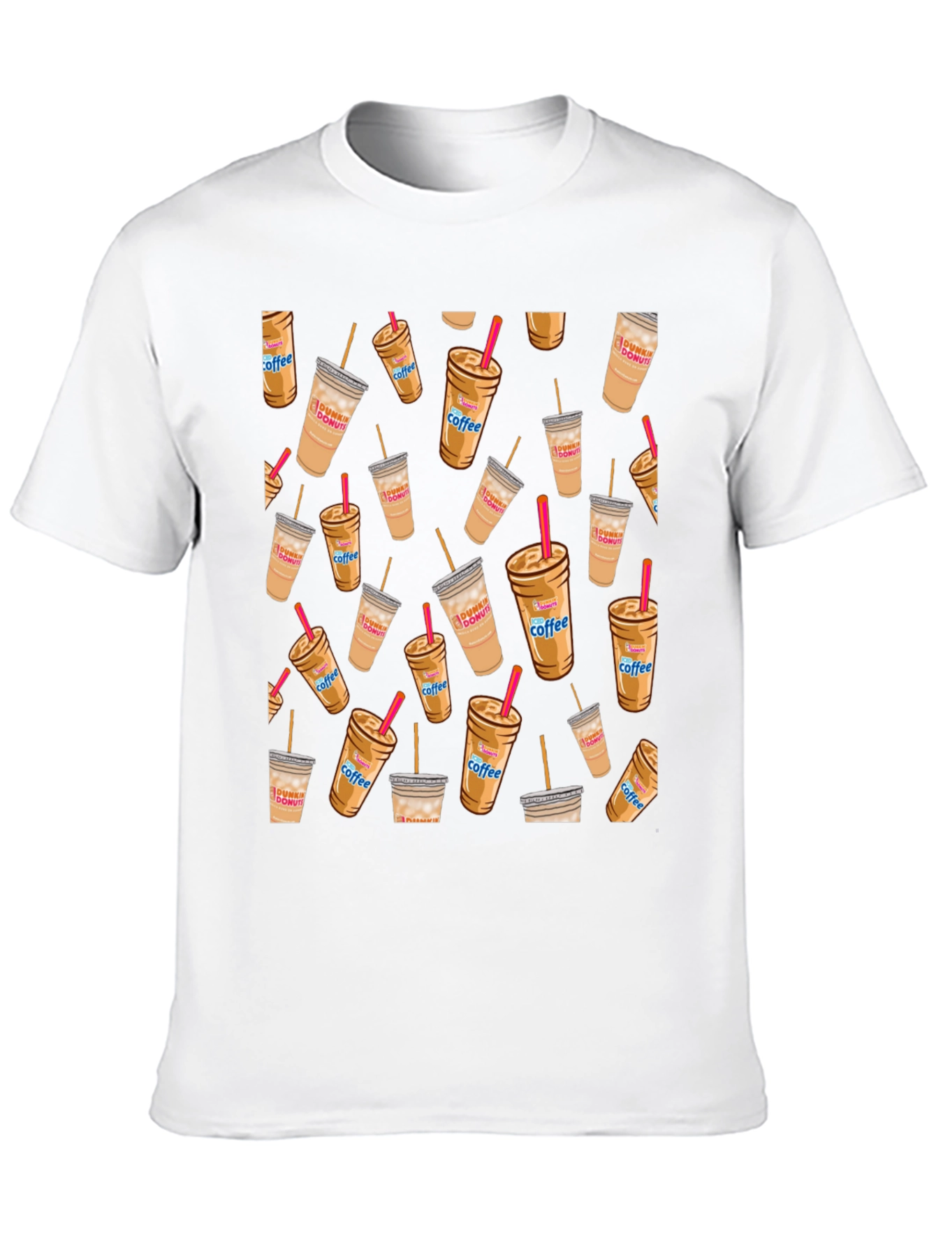 Coffee Cup Pattern Black T-Shirt