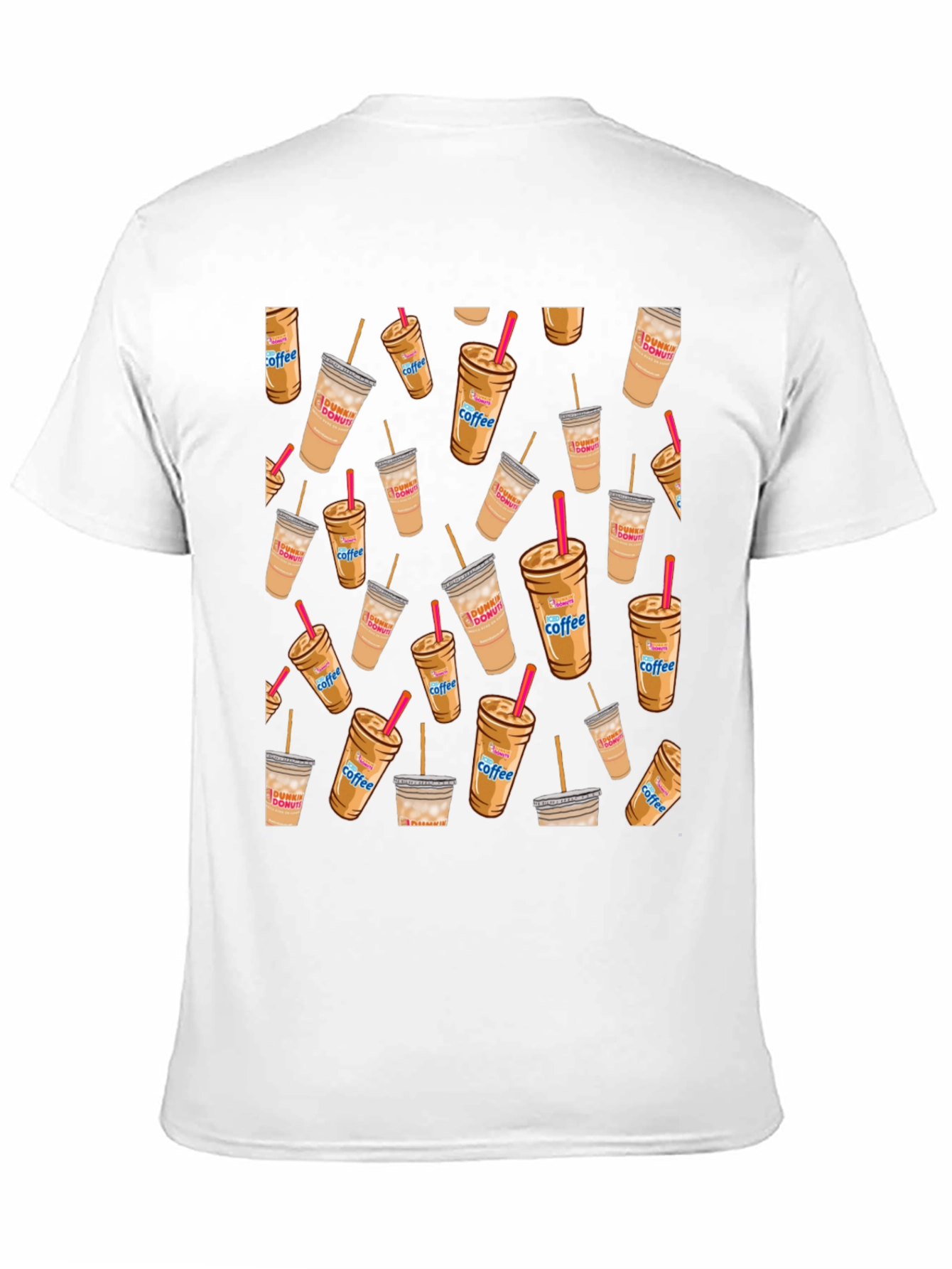 Coffee Cup Pattern Black T-Shirt