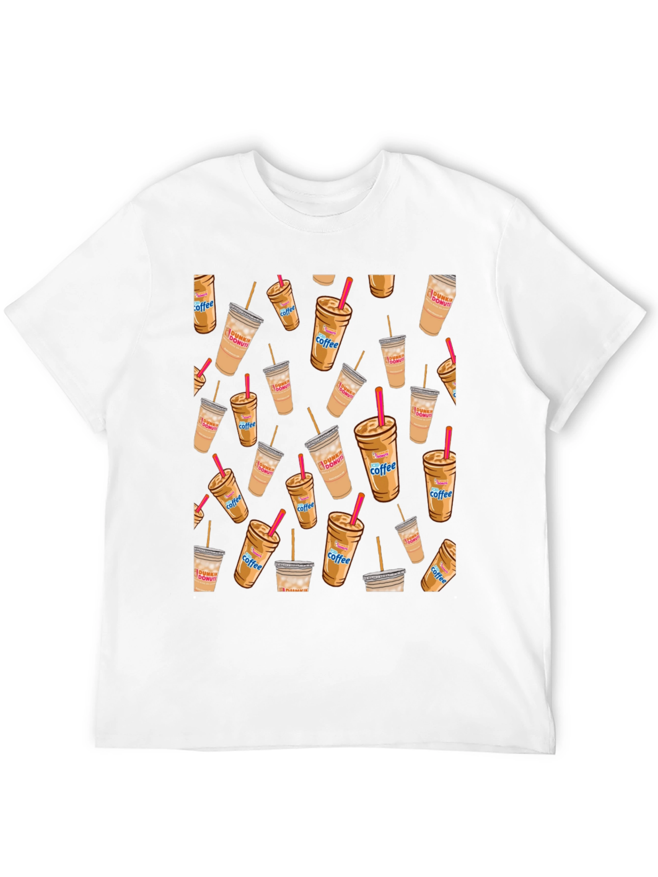 Coffee Cup Pattern Black T-Shirt