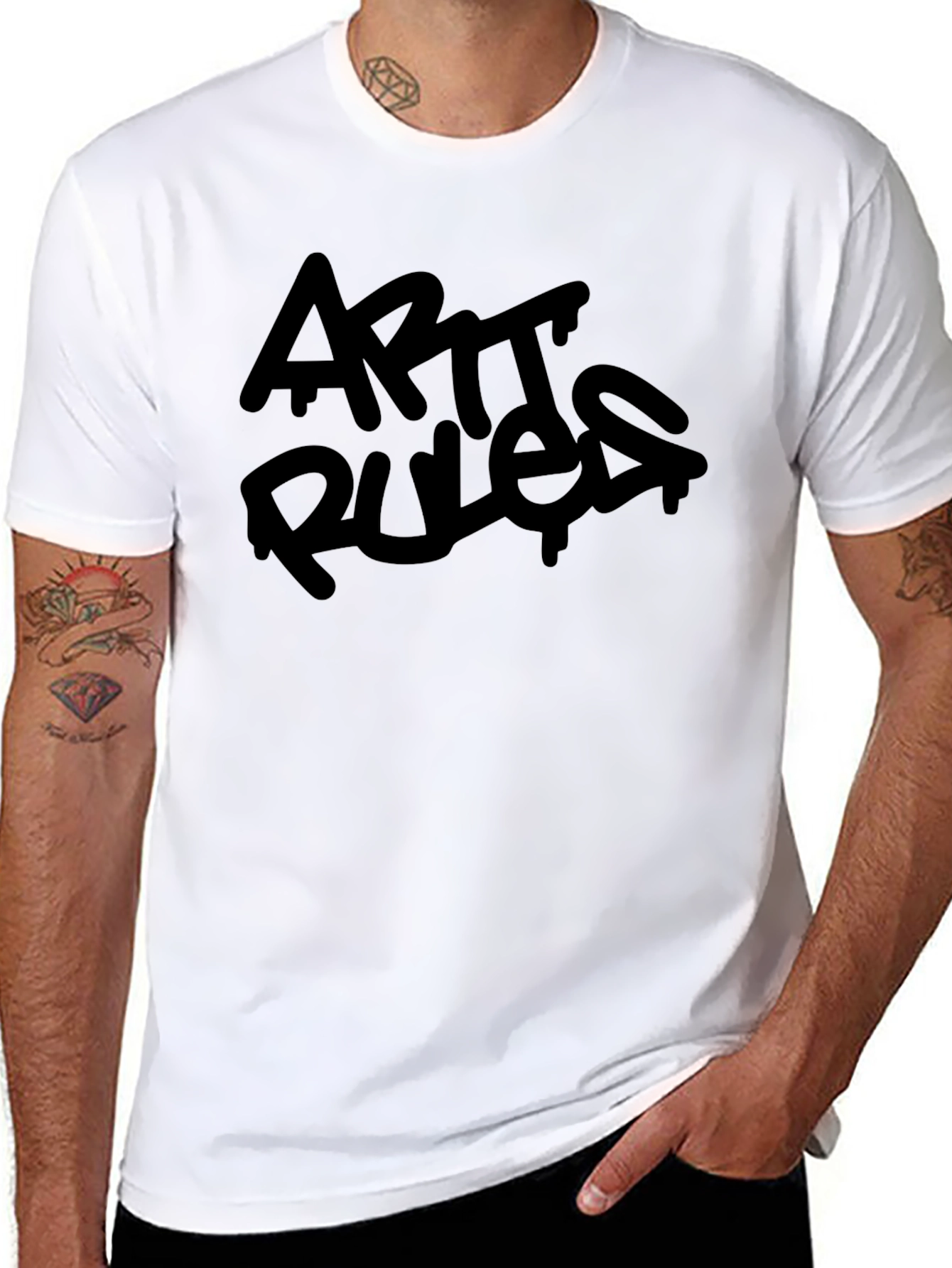 Arts Rules Graphic T-Shirt - Black Crew Neck Tee