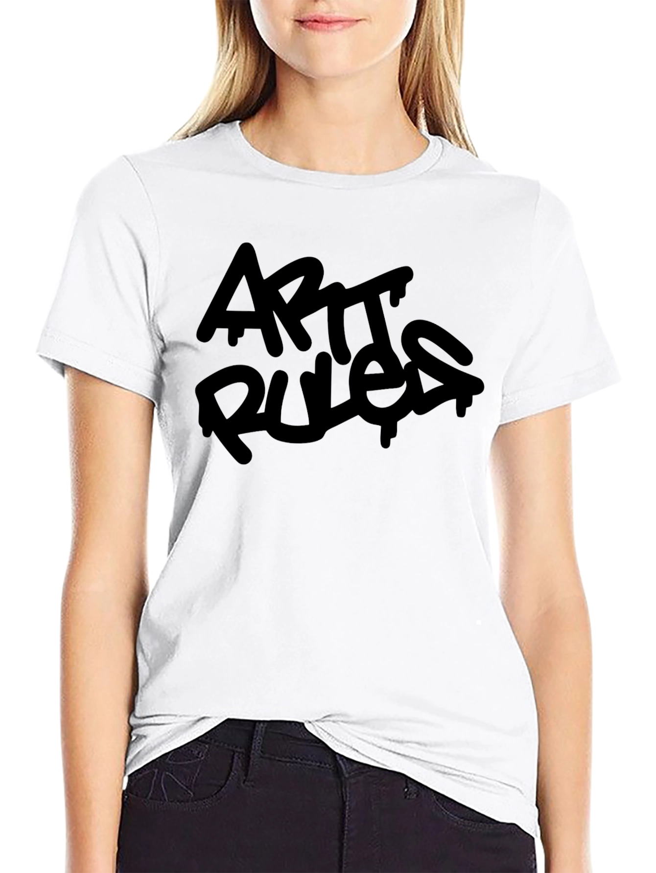 Arts Rules Graphic T-Shirt - Black Crew Neck Tee