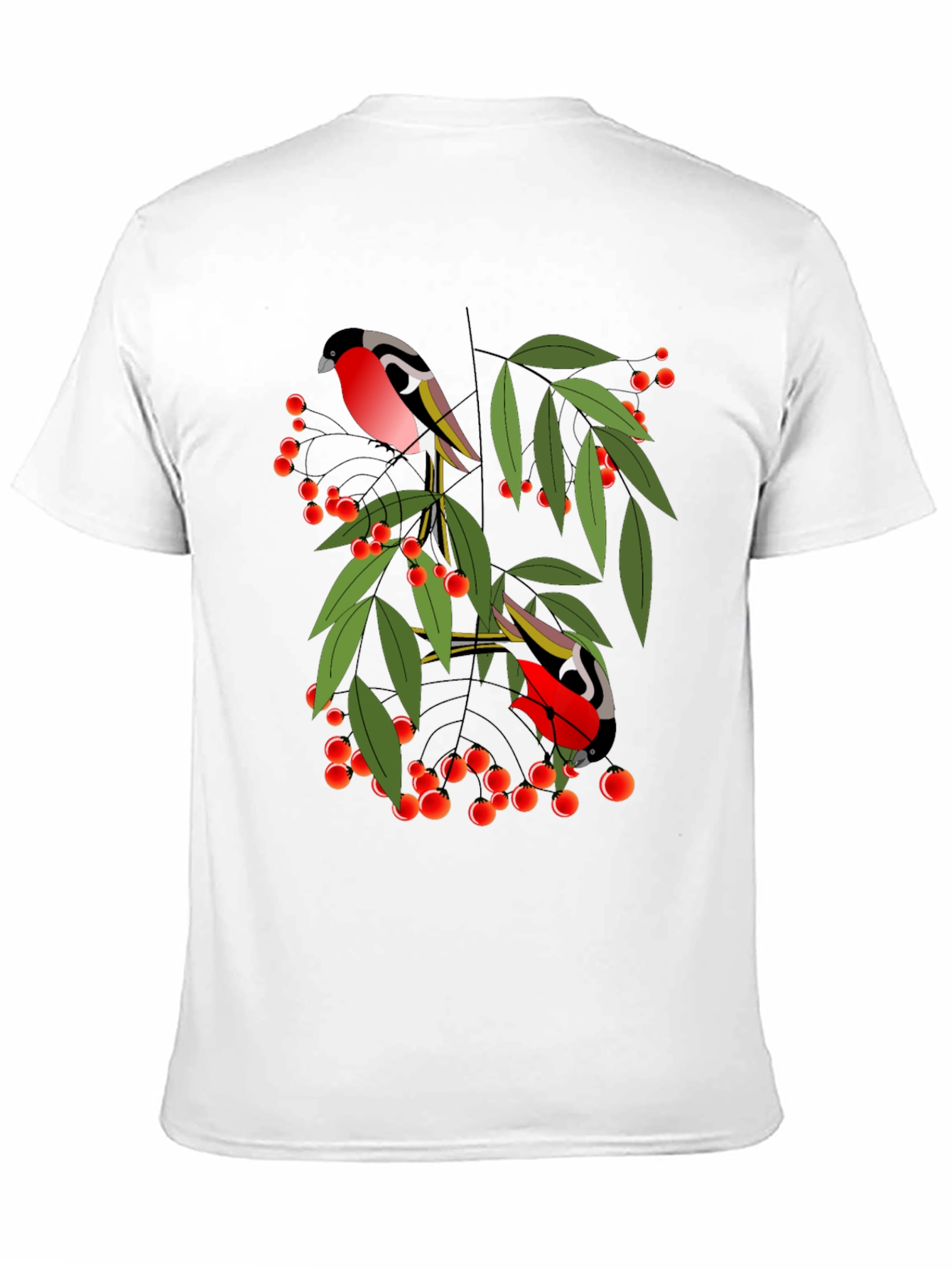 Bird & Berry Graphic Tee - Stylish Black T-Shirt