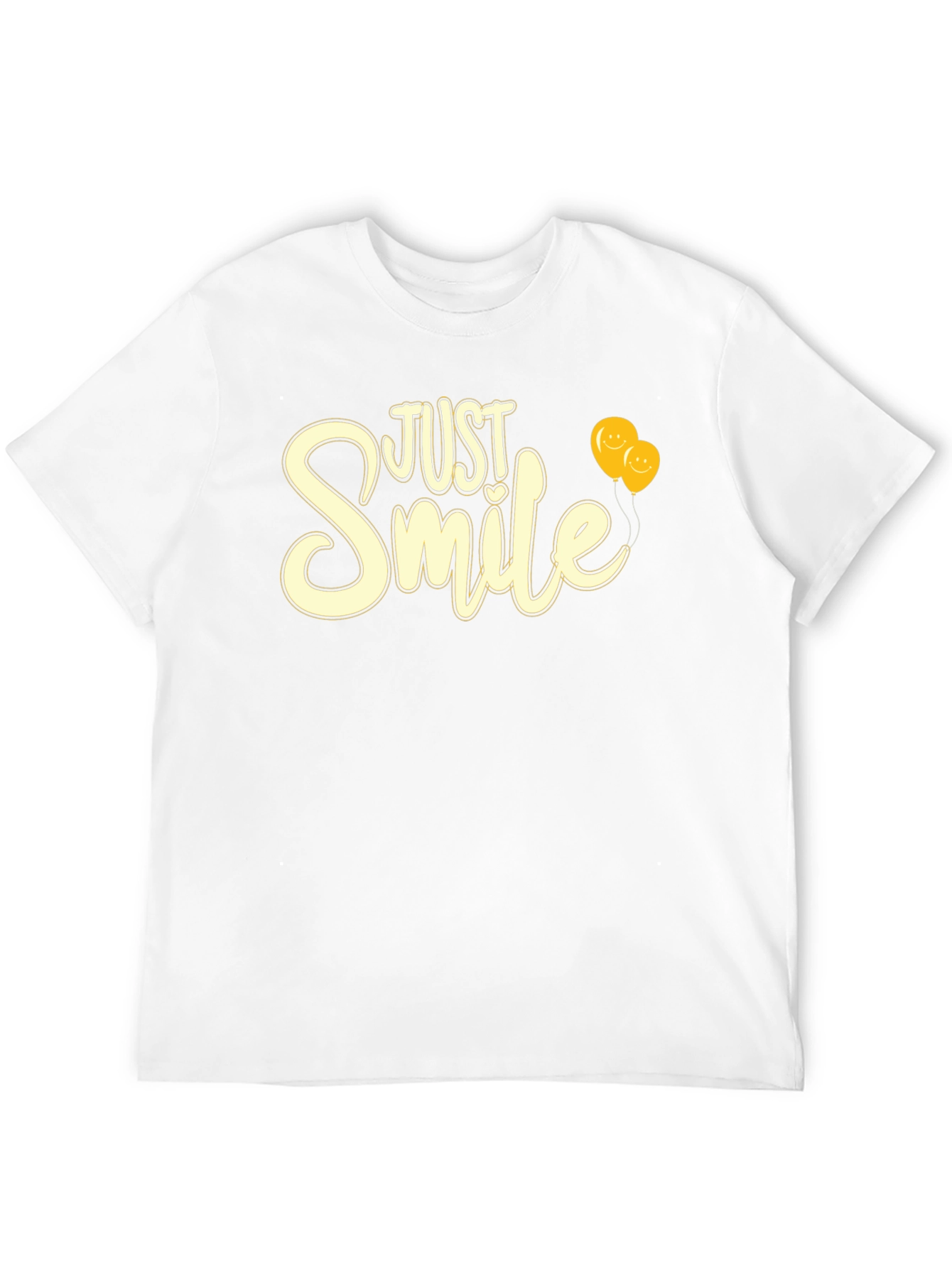 Just Smile Graphic Tee - Black T-Shirt with Balloons