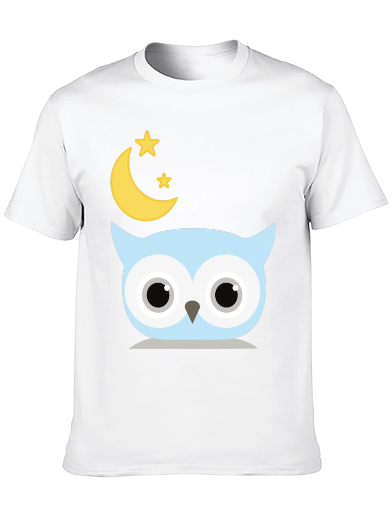 Cute Owl Moon Stars Graphic Black T-Shirt