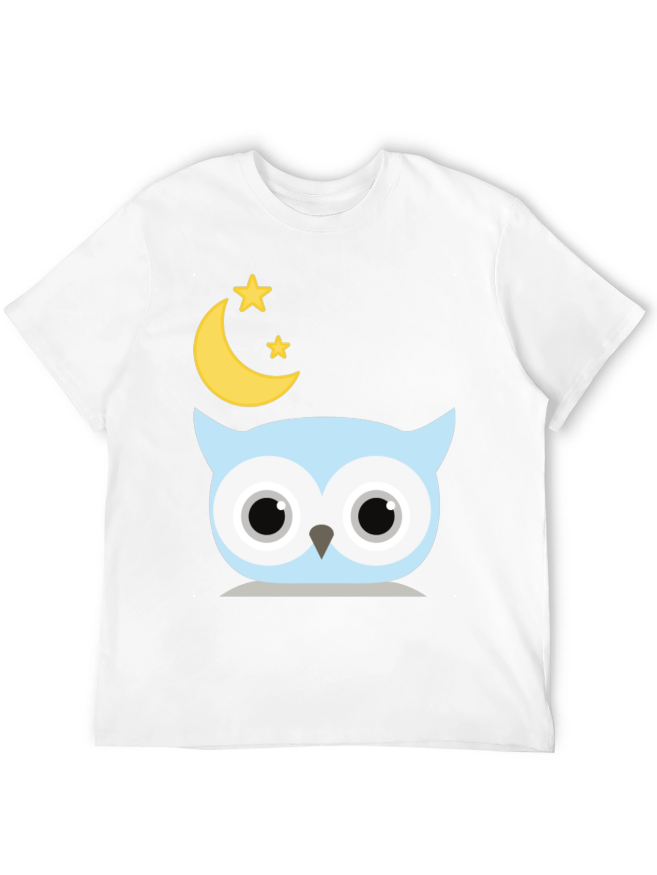 Cute Owl Moon Stars Graphic Black T-Shirt