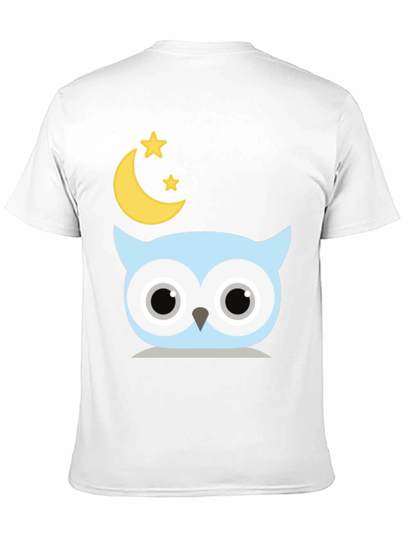 Cute Owl Moon Stars Graphic Black T-Shirt
