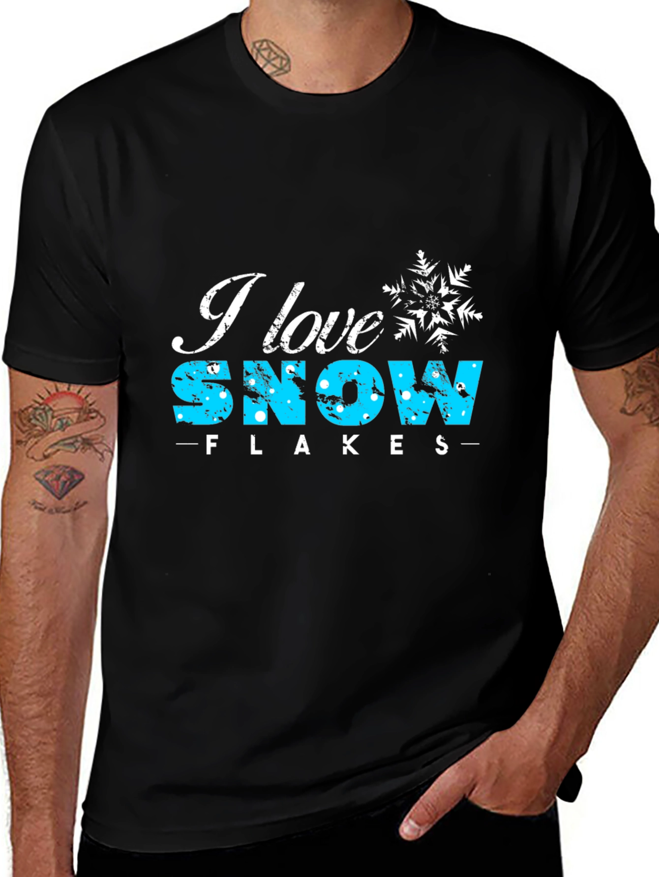 I Love Snowflakes Black Graphic Tee