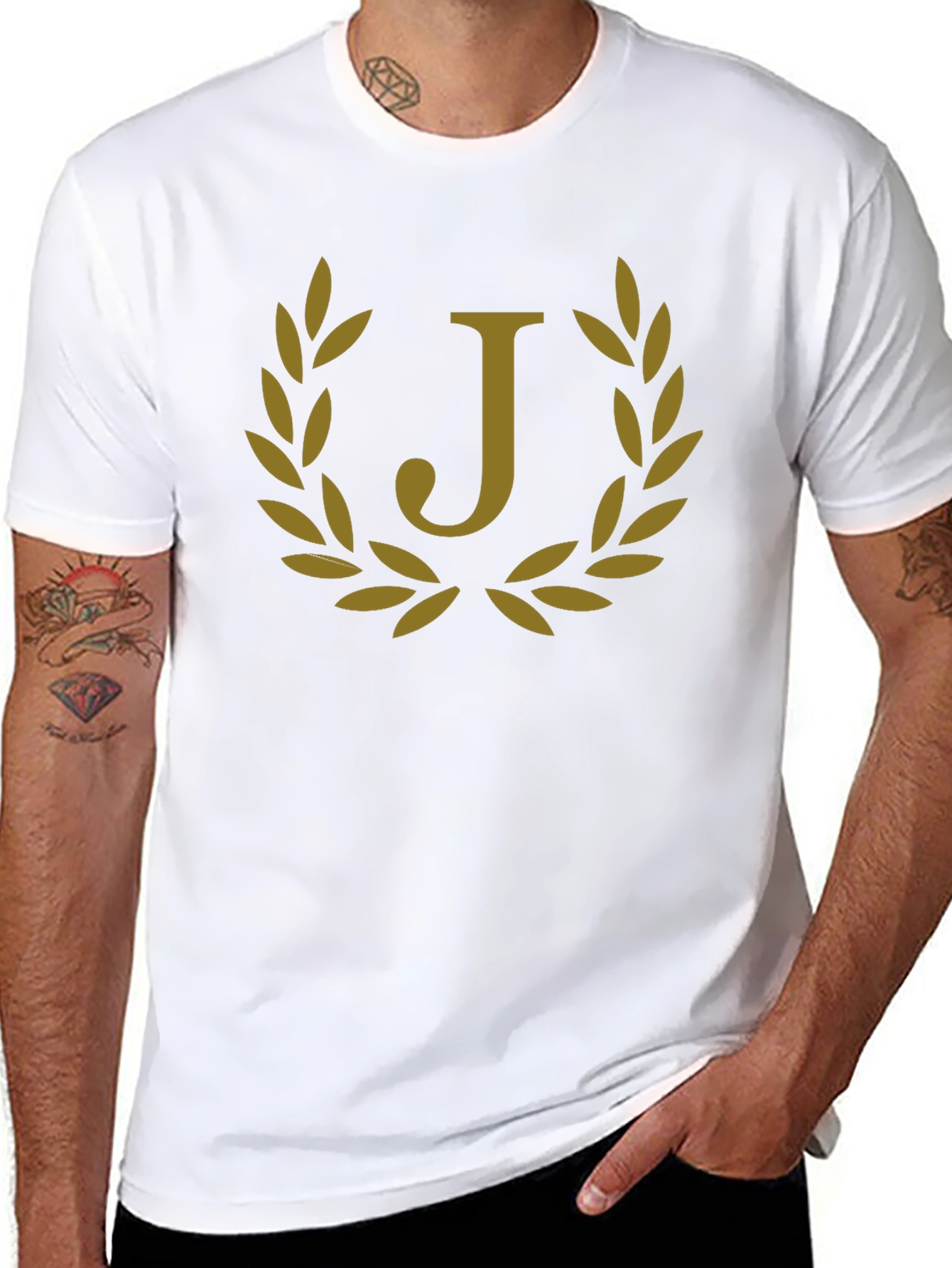 Letter J Laurel Wreath Graphic T-Shirt