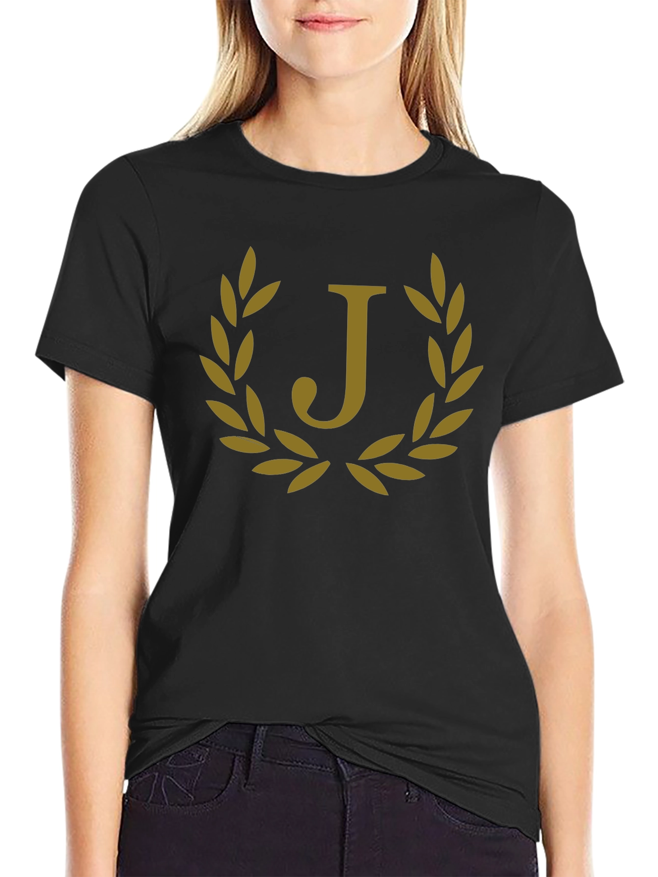 Letter J Laurel Wreath Graphic T-Shirt