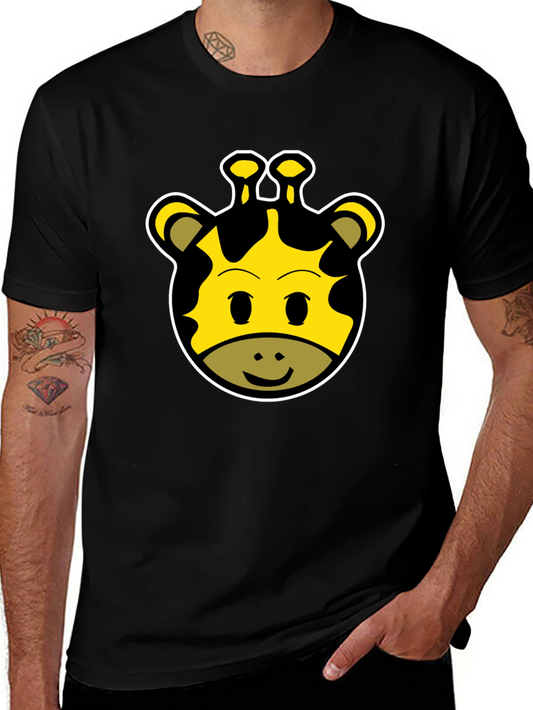 Cute Giraffe Face Graphic Tee - Unisex Black T-Shirt