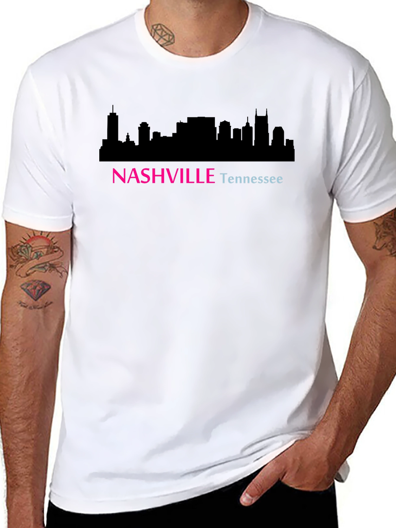 Nashville Tennessee Skyline Graphic Tee - Unisex Black T-Shirt