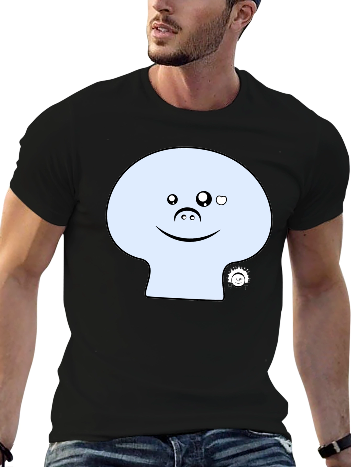 Funny Face Graphic Tee - Black Cotton Casual Shirt