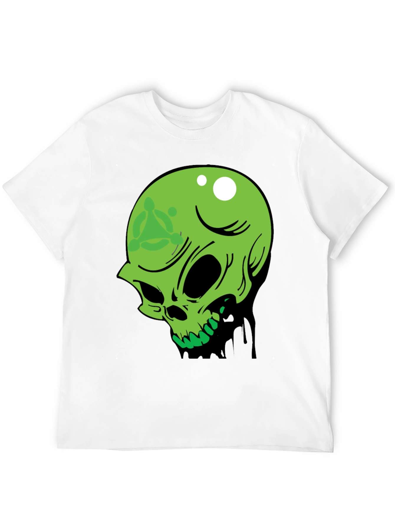 Green Skull Graphic Tee - Mens Black T-Shirt