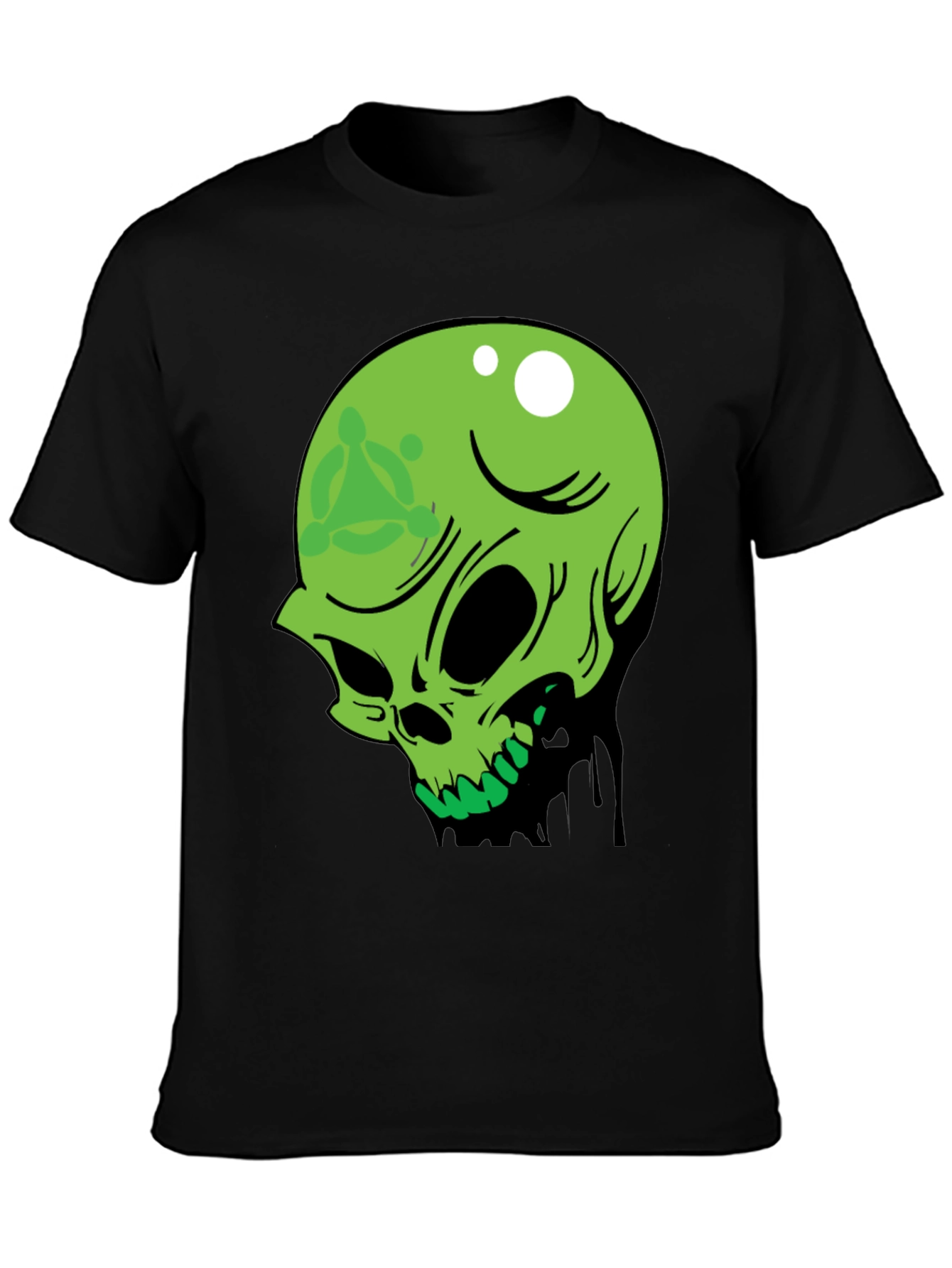 Green Skull Graphic Tee - Mens Black T-Shirt