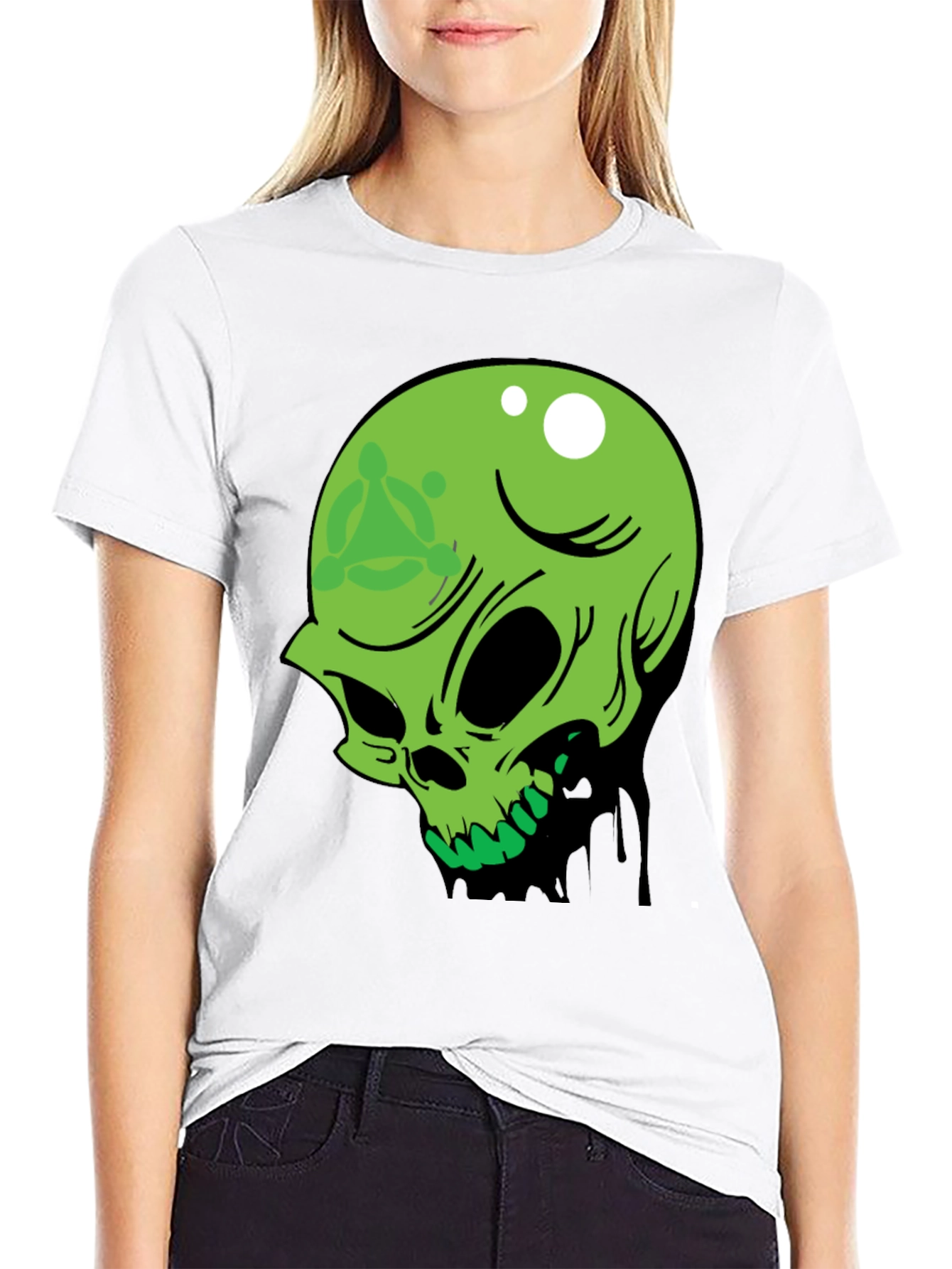 Green Skull Graphic Tee - Mens Black T-Shirt