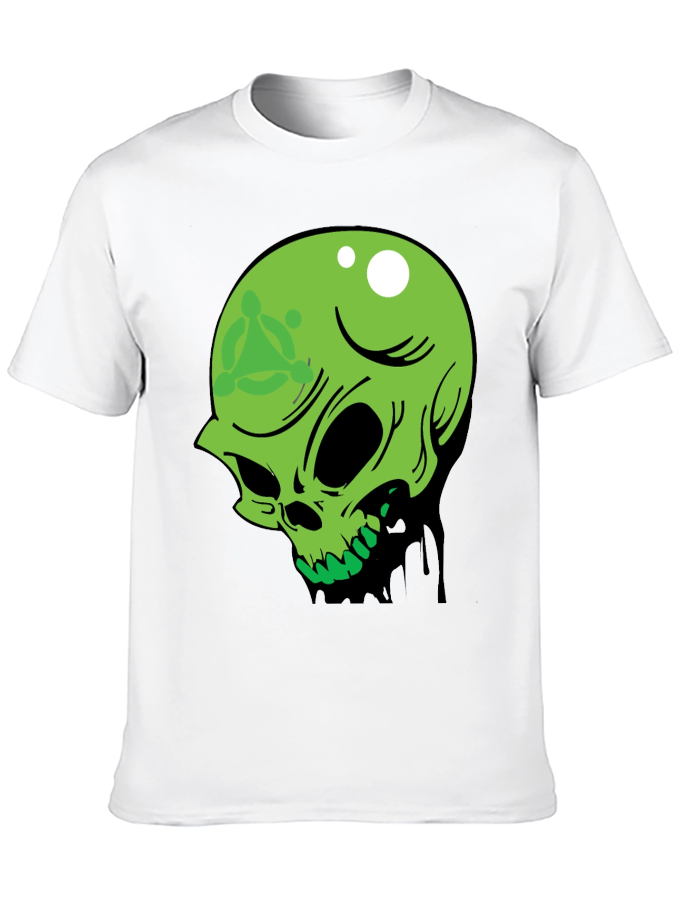 Green Skull Graphic Tee - Mens Black T-Shirt