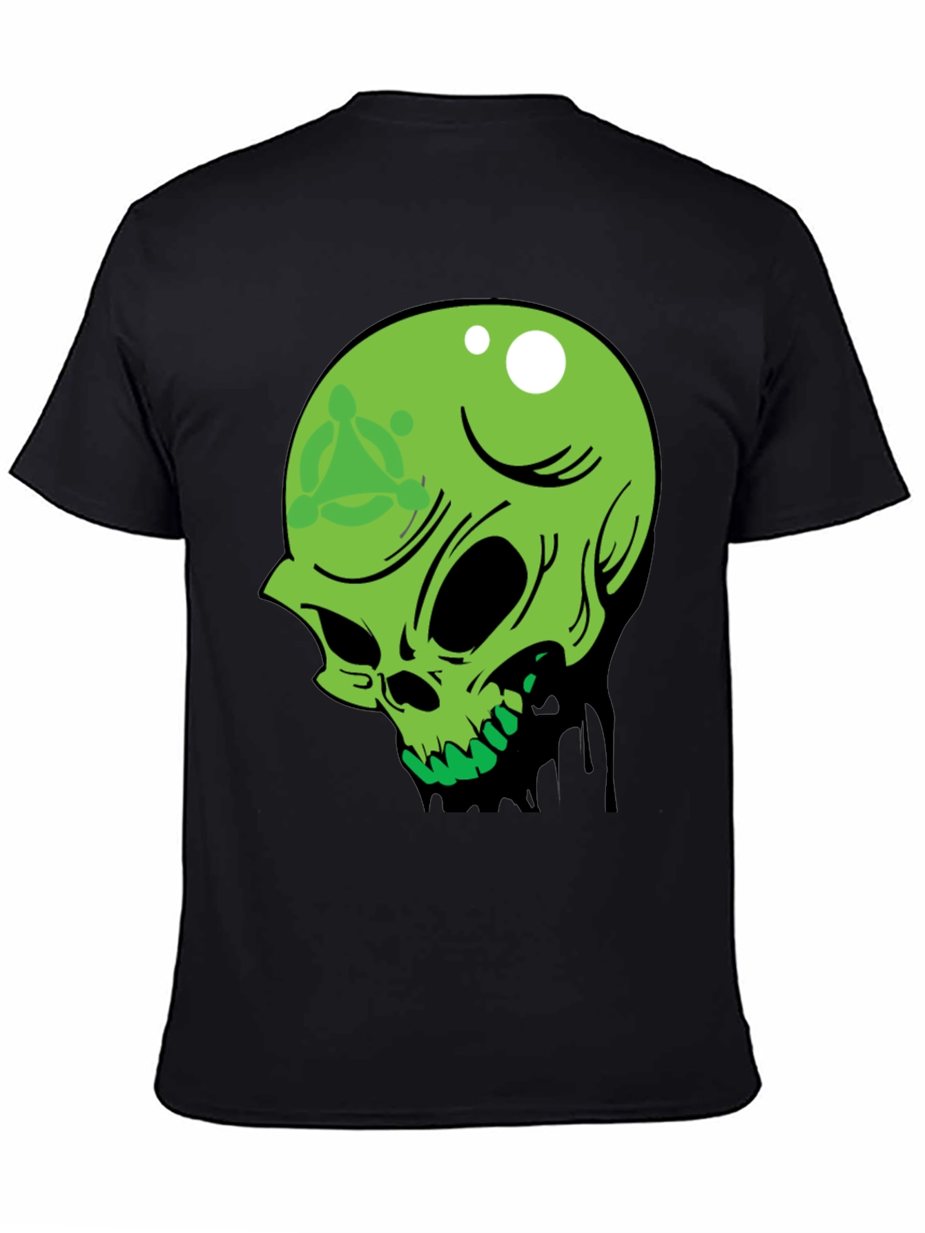 Green Skull Graphic Tee - Mens Black T-Shirt