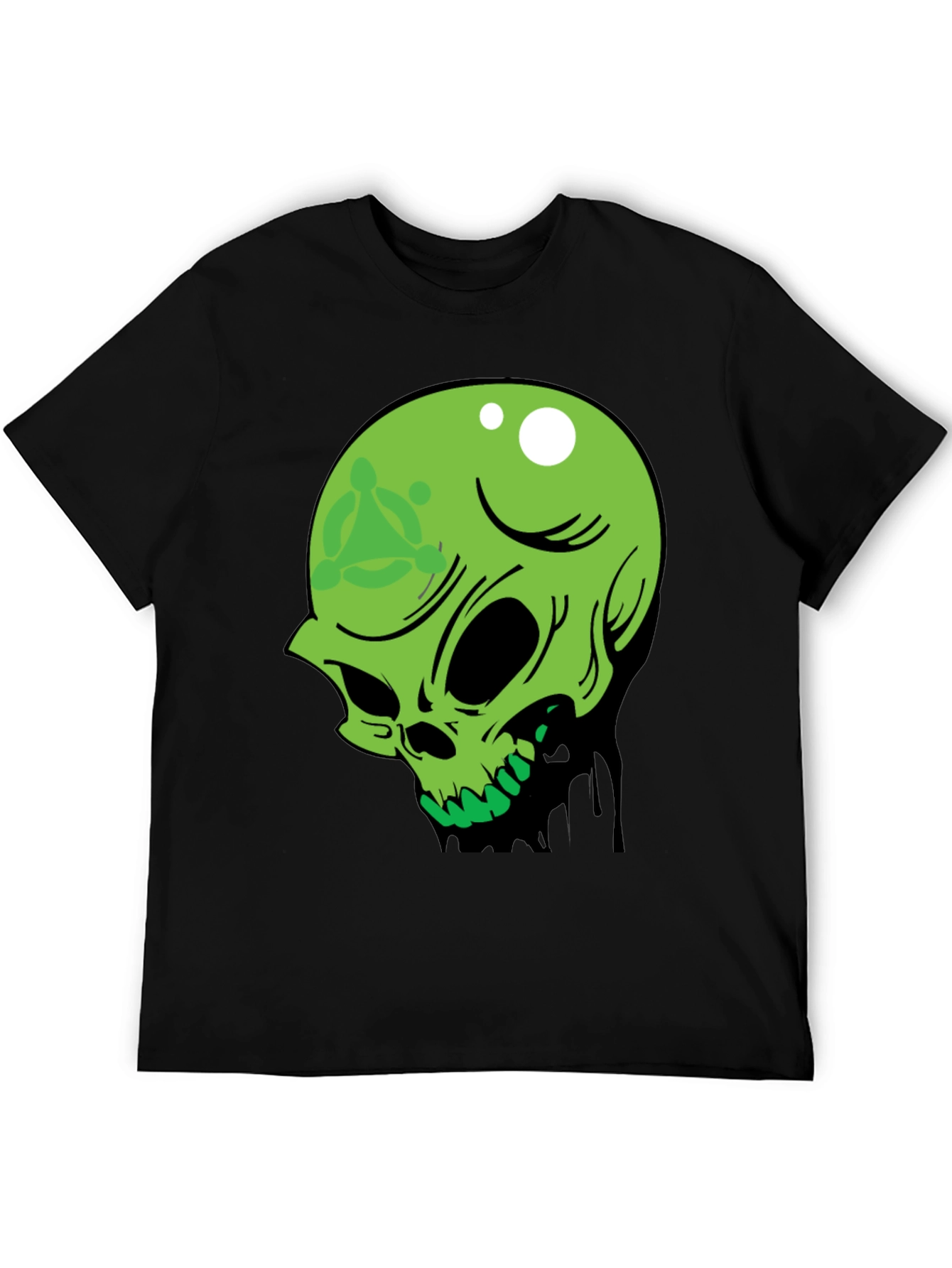 Green Skull Graphic Tee - Mens Black T-Shirt