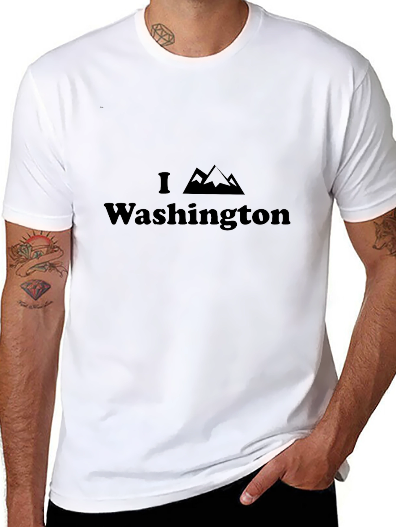 I Love Washington Mountain Graphic Tee - Black