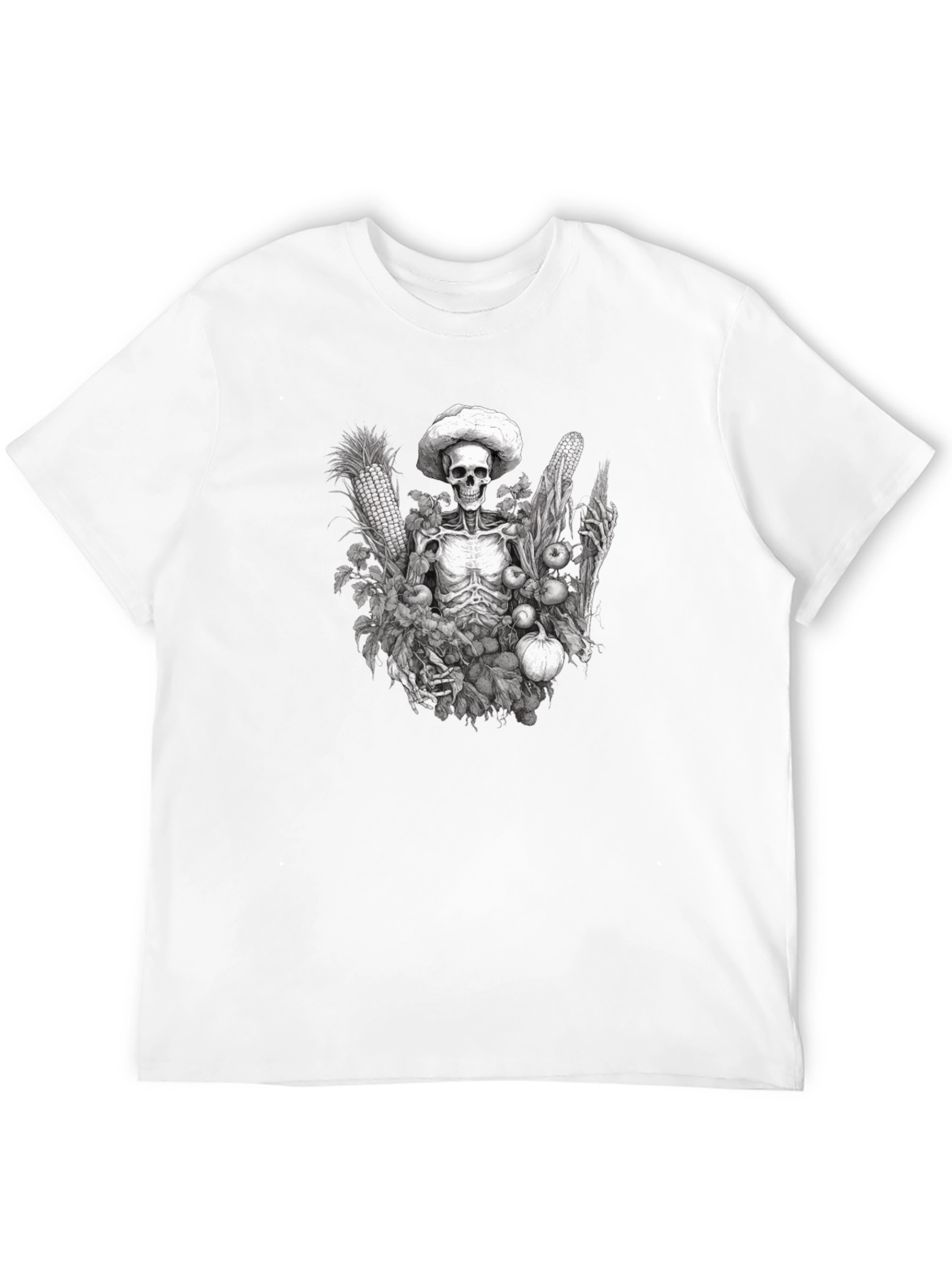 Harvest Skeleton Graphic Tee - Black Cotton T-Shirt