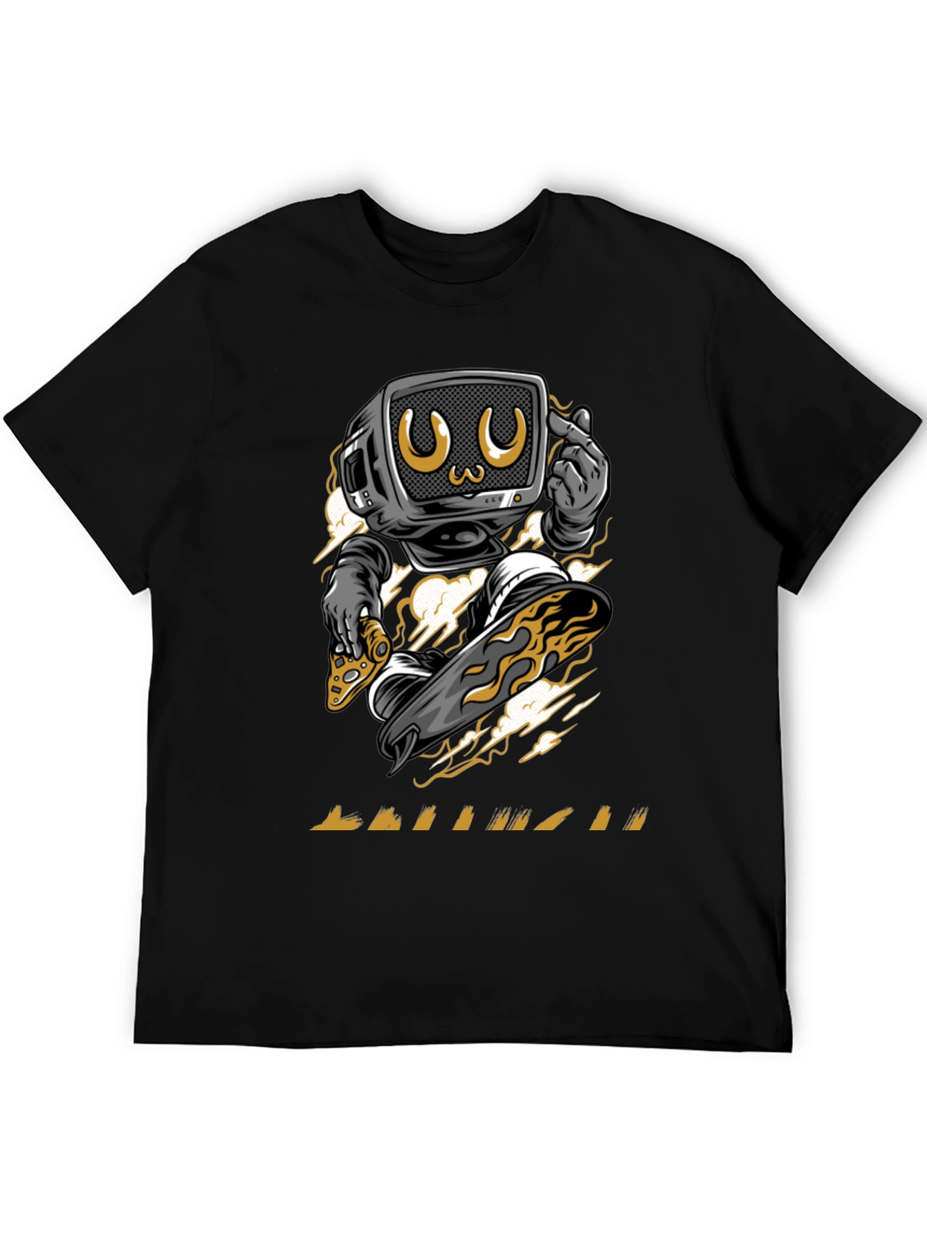 Retro TV Skateboarder Graphic Tee - Trendy Streetwear