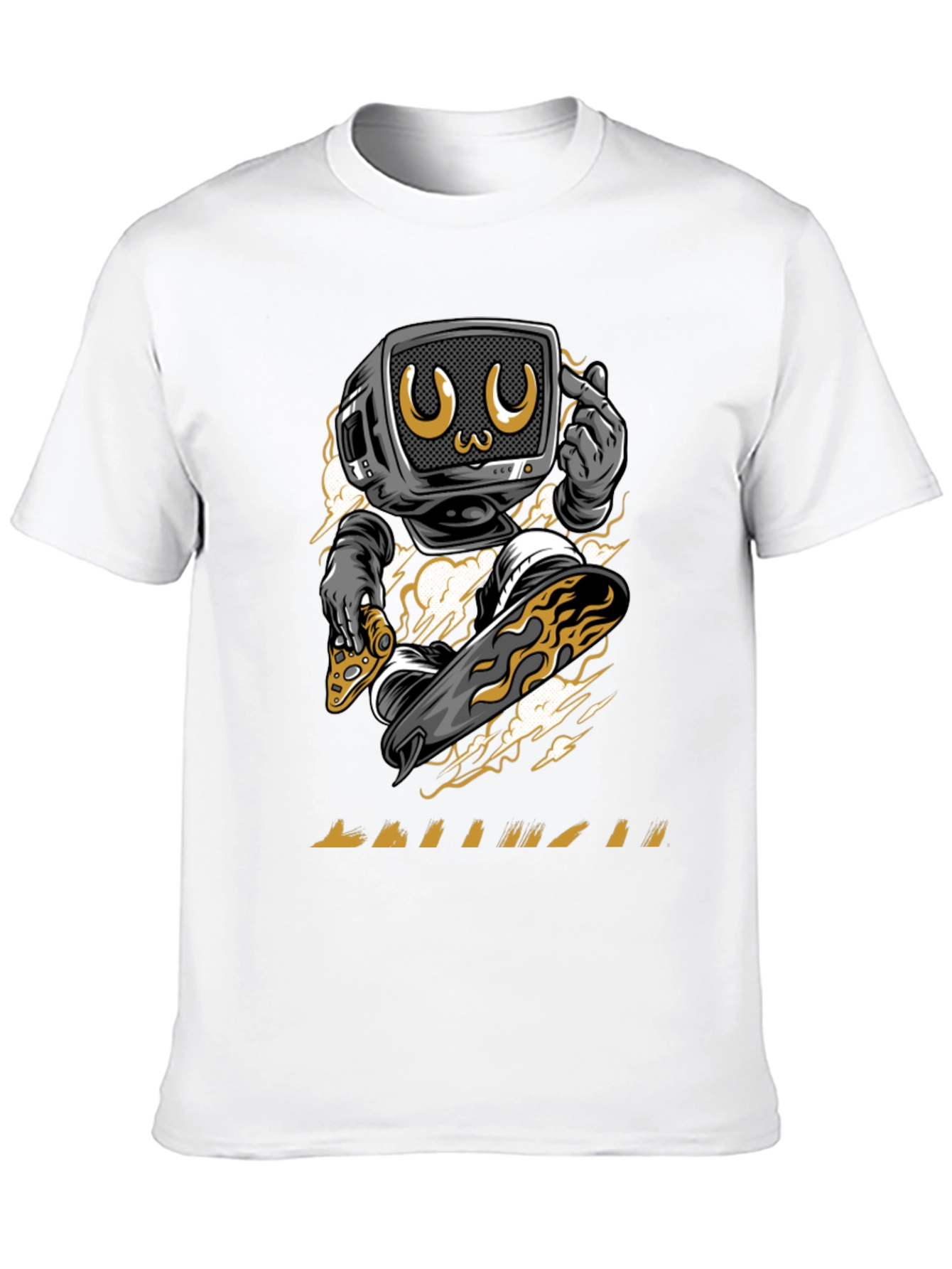 Retro TV Skateboarder Graphic Tee - Trendy Streetwear