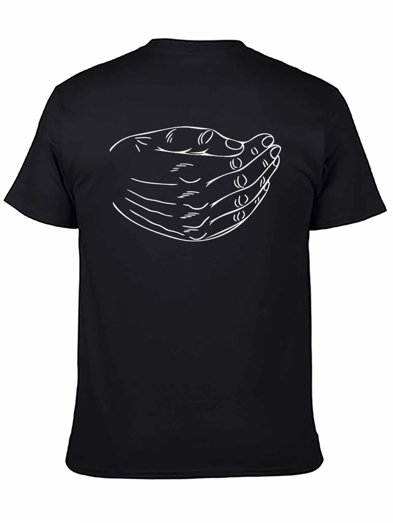 Cupped Hands Graphic Print Black T-Shirt