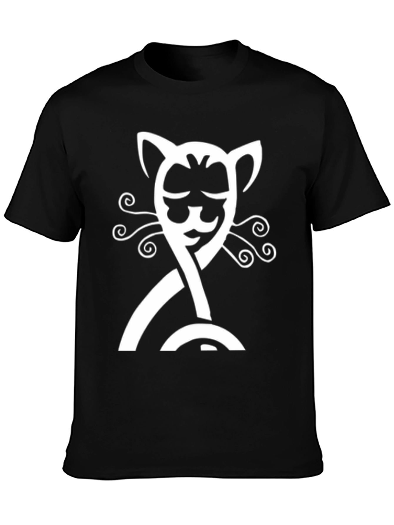 Cool Cat Graphic Tee - Soft Black Cotton Shirt
