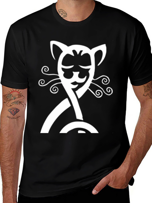 Cool Cat Graphic Tee - Soft Black Cotton Shirt