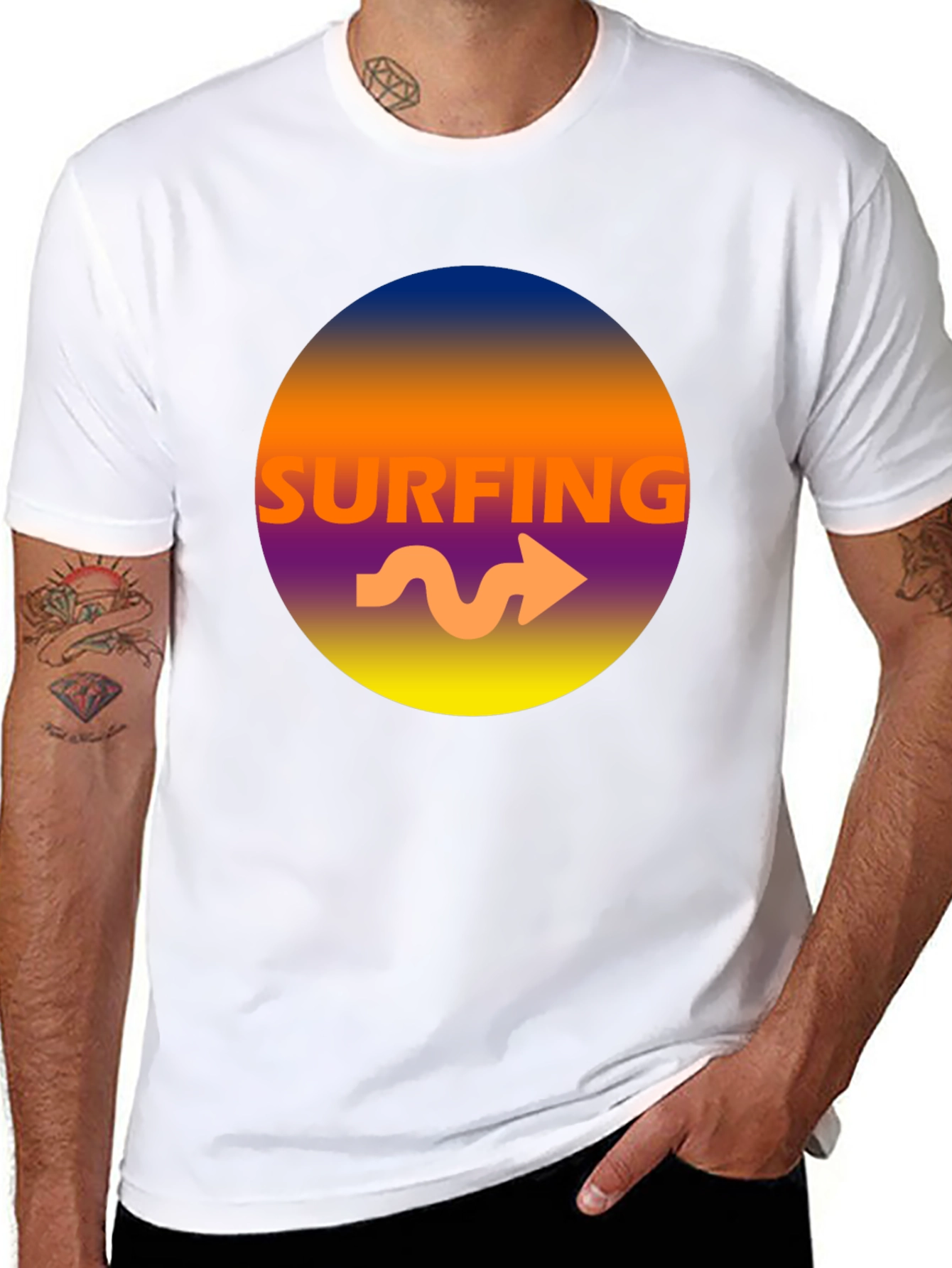 Surfing Graphic Tee - Mens Black T-Shirt