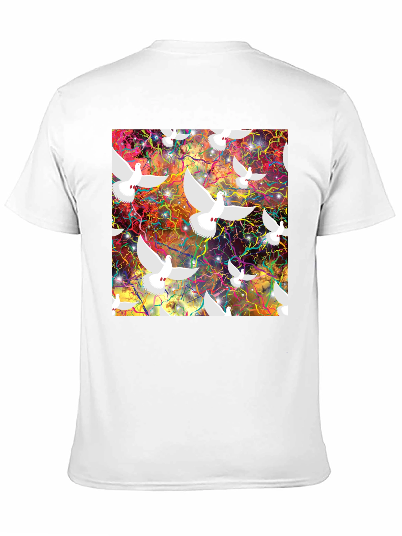 Doves in Space Graphic Tee - Black T-Shirt
