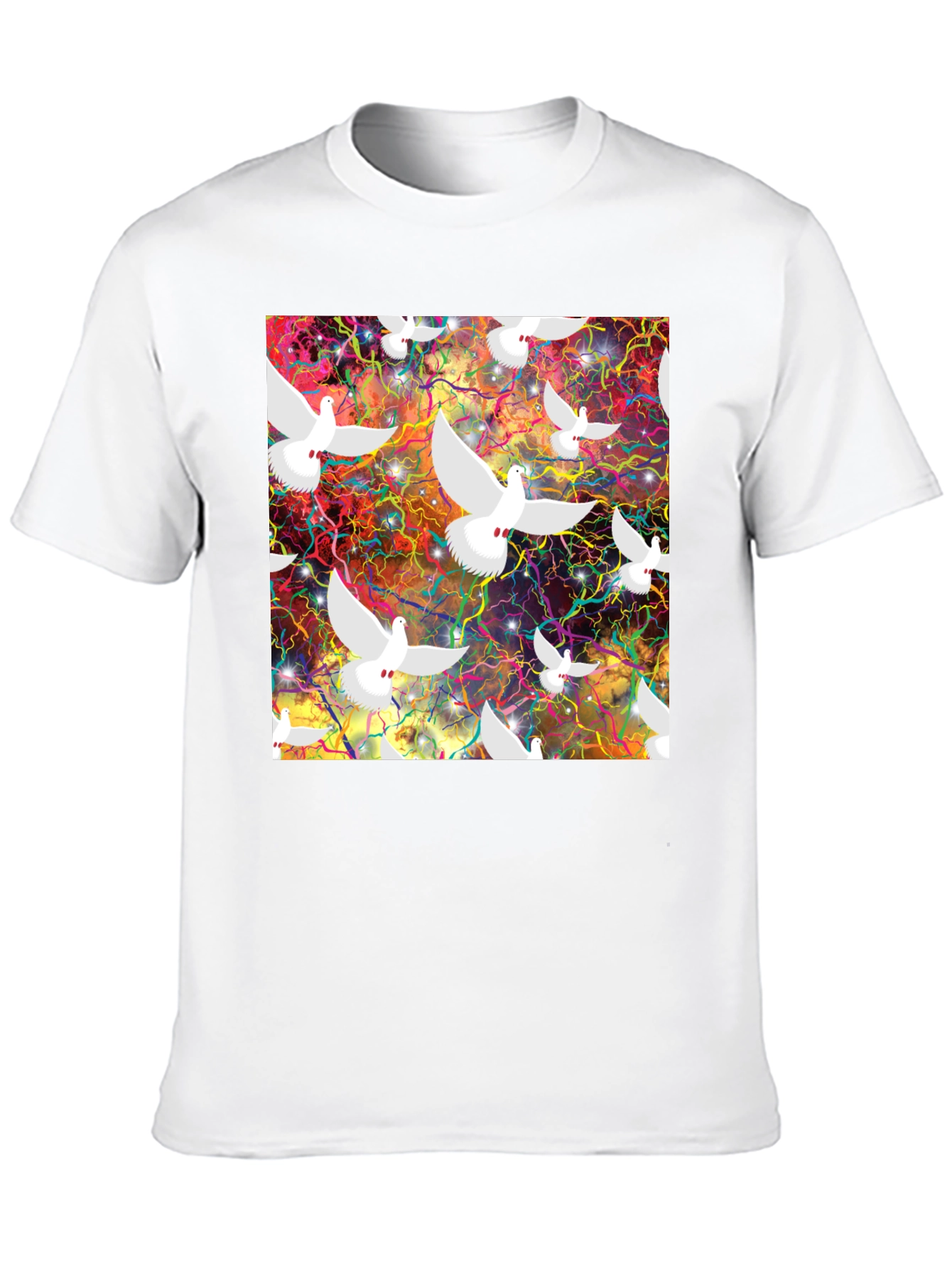 Doves in Space Graphic Tee - Black T-Shirt