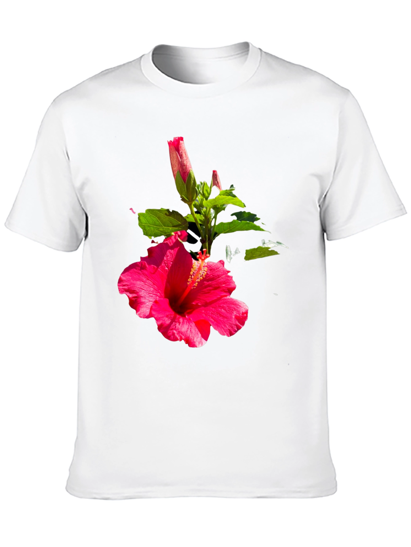 Hibiscus Flower Graphic Black T-Shirt