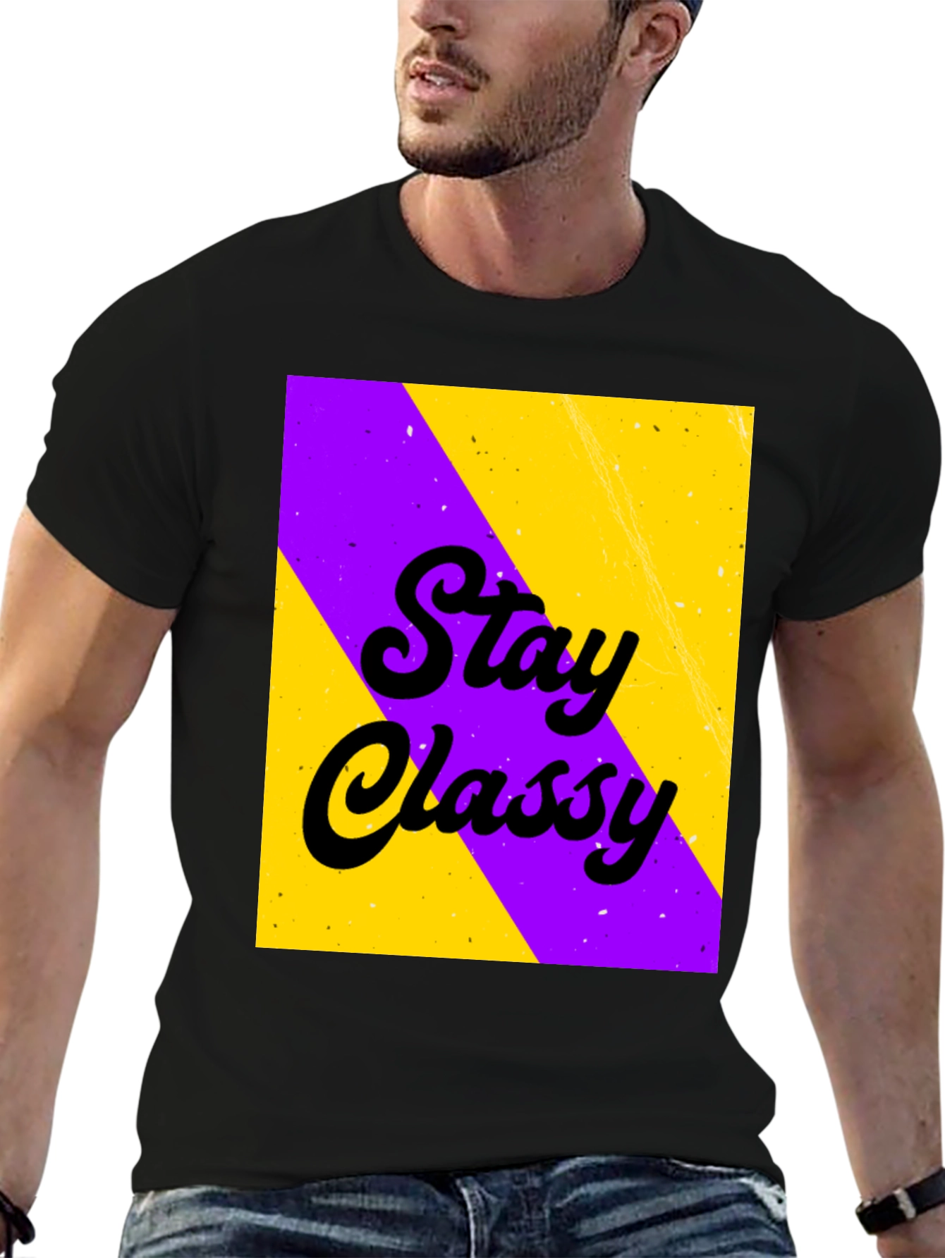 Stay Classy Graphic Print Black T-Shirt