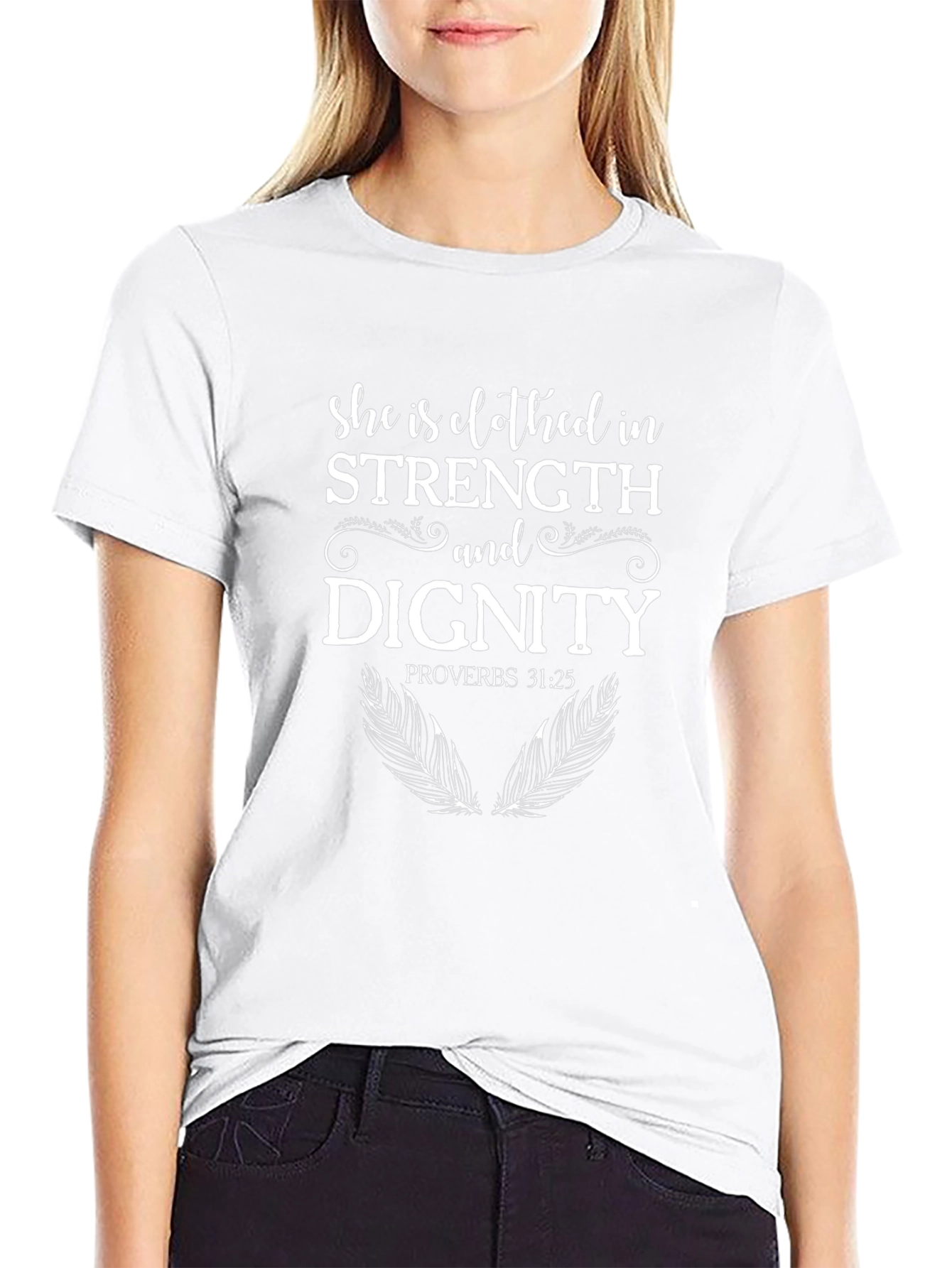 Strength and Dignity Black Tee - Proverbs 31:25