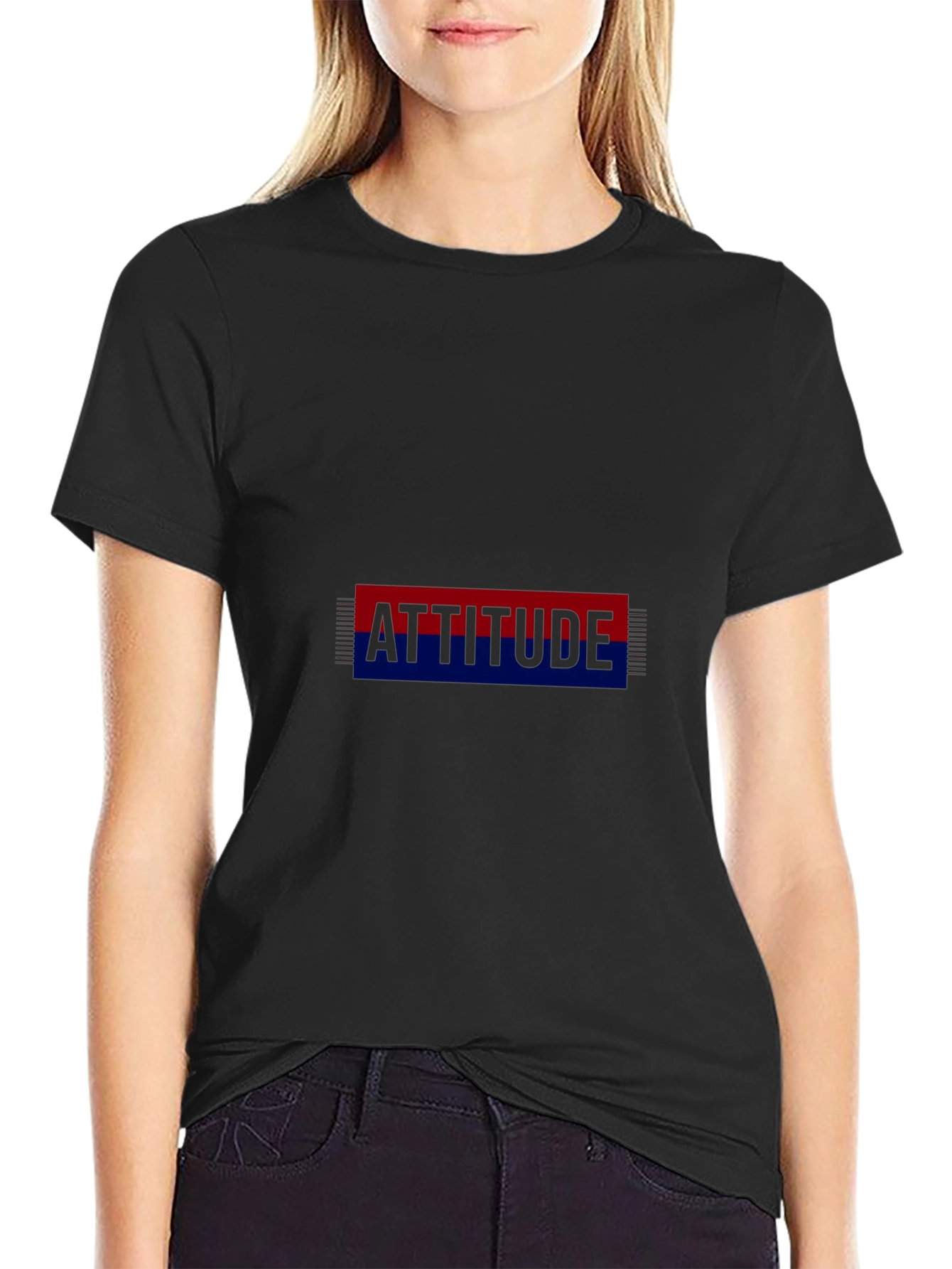 Attitude Graphic Print Black T-Shirt