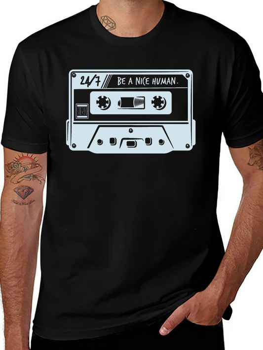 Retro Cassette Tape Graphic Tee - Be a Nice Human