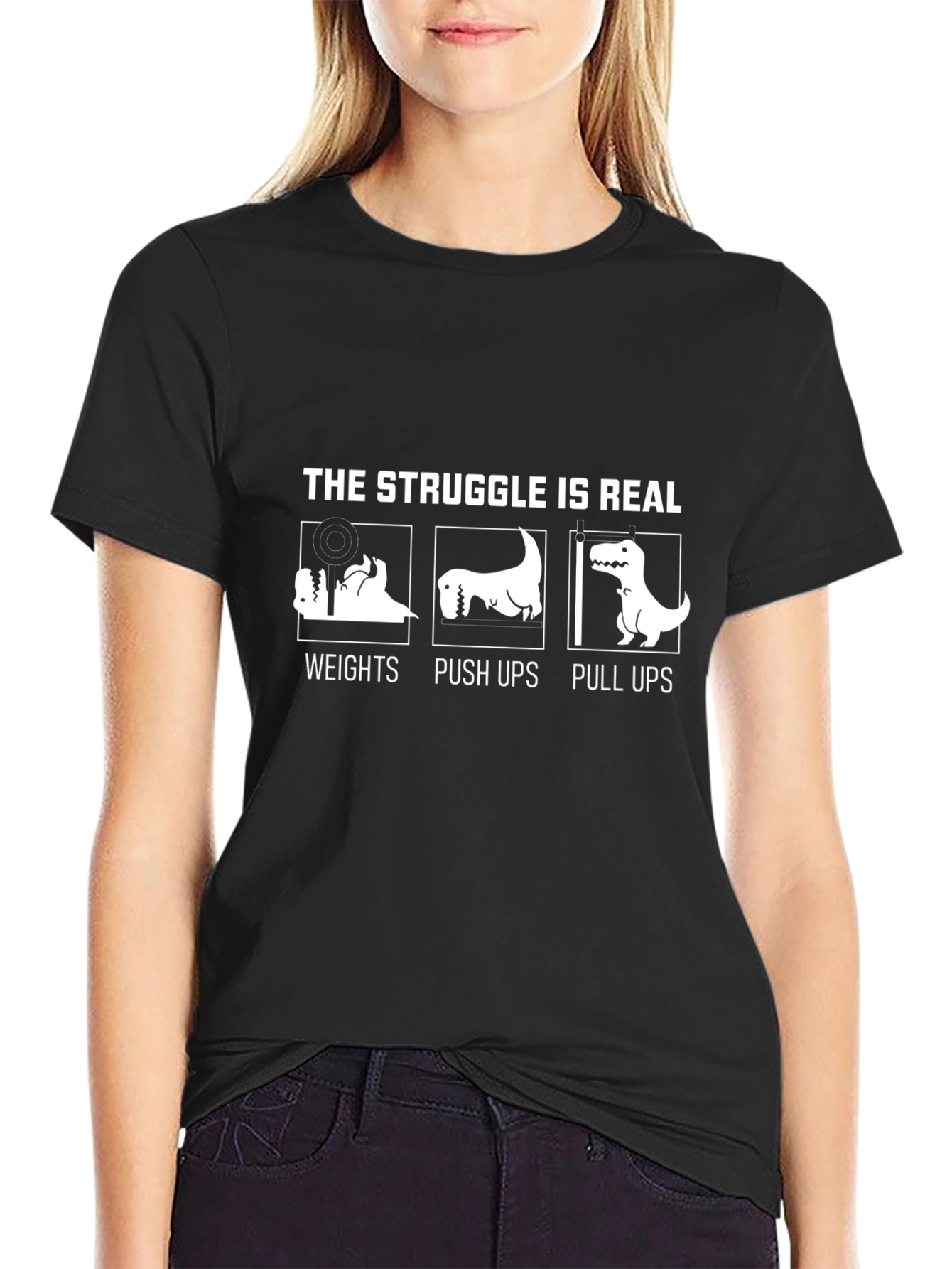 The Struggle Is Real Dinosaur Workout T-Shirt