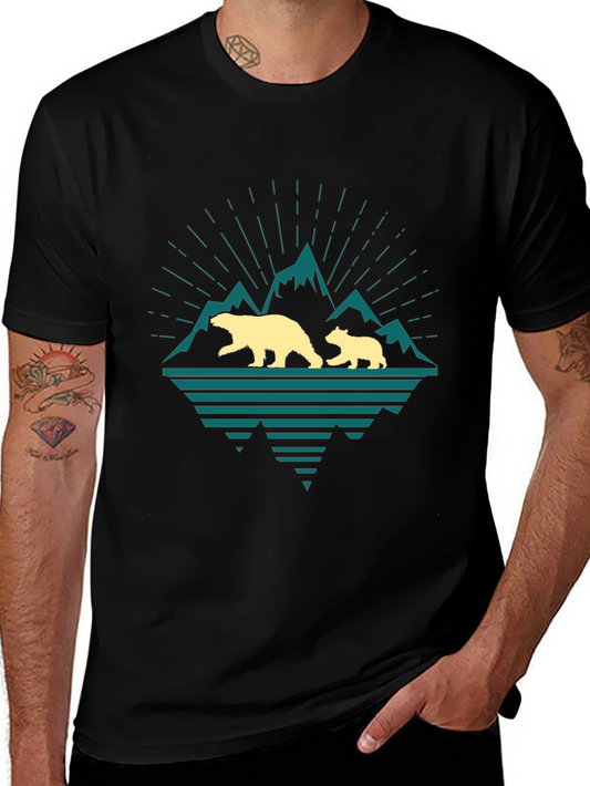 Bear Family Mountain Graphic T-Shirt