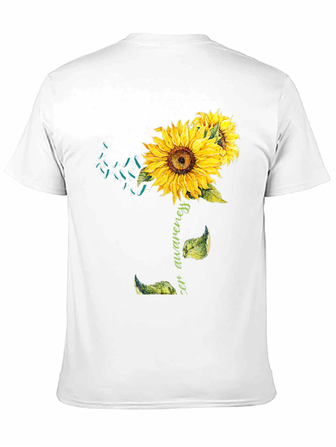 Sunflower Teal Ribbon Cancer Awareness T-Shirt