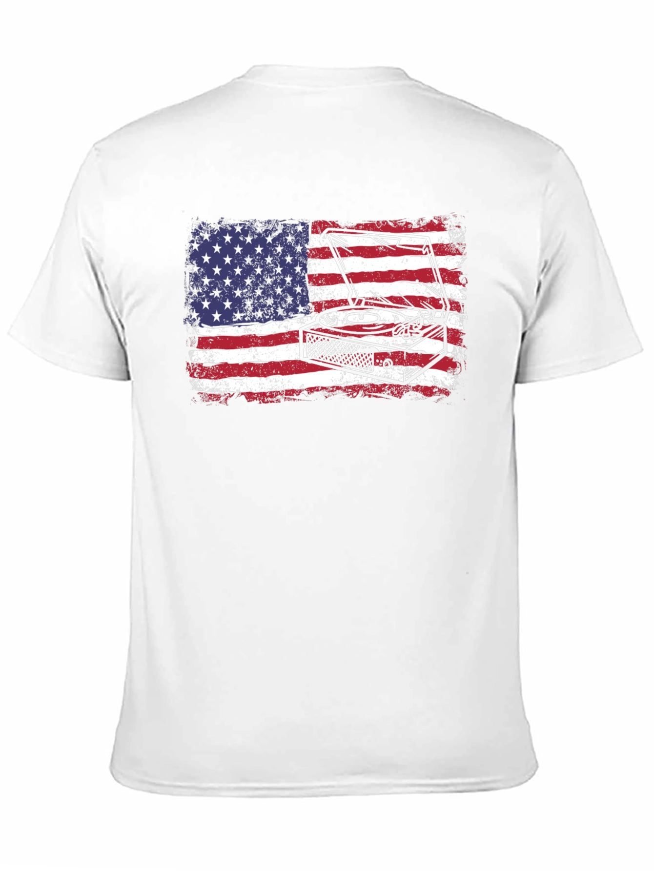 American Flag Turntable Graphic T-Shirt