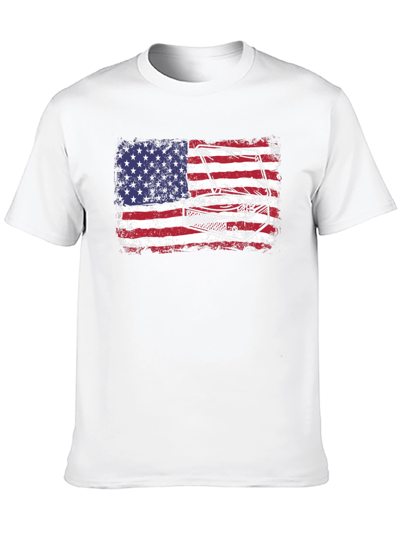 American Flag Turntable Graphic T-Shirt