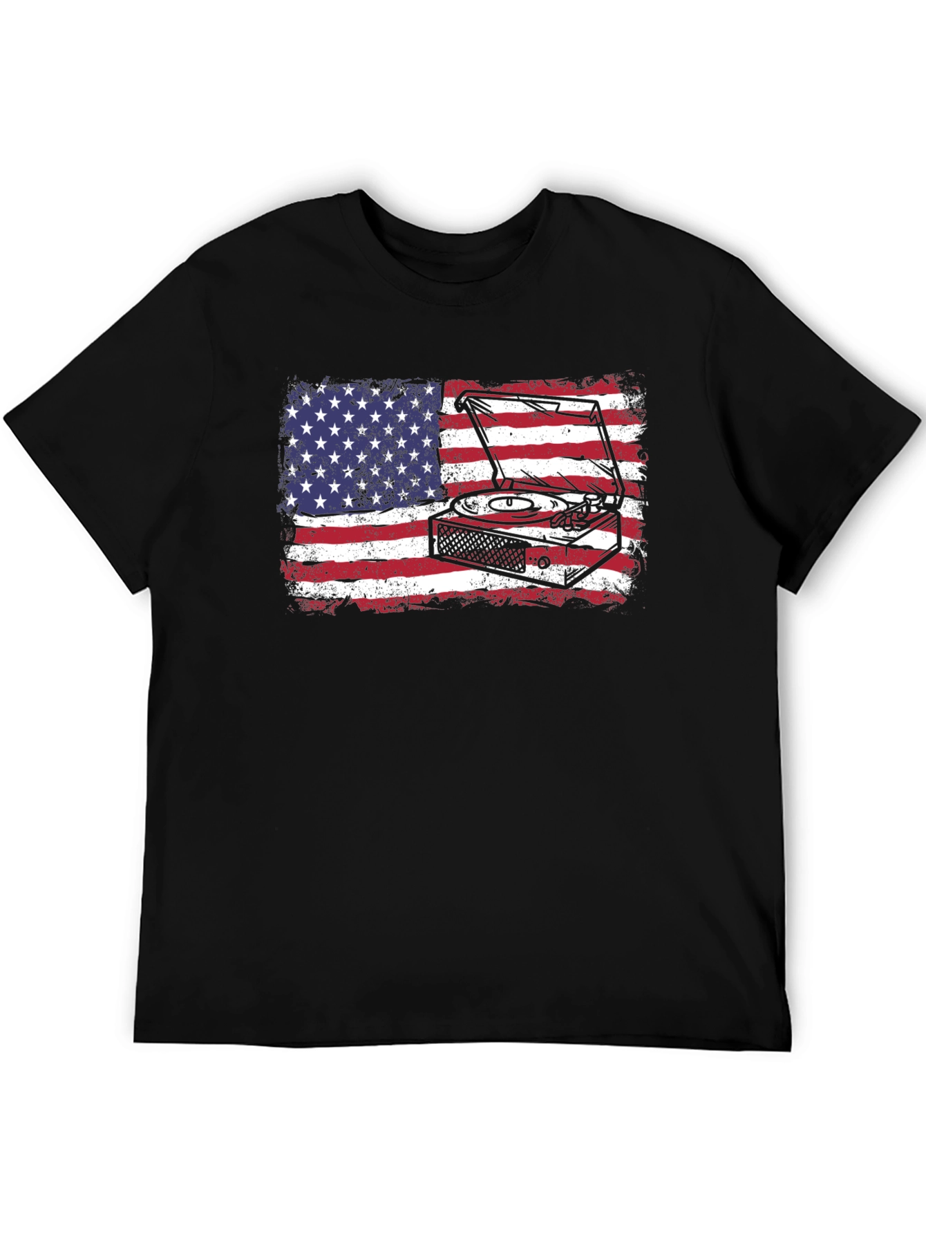 American Flag Turntable Graphic T-Shirt