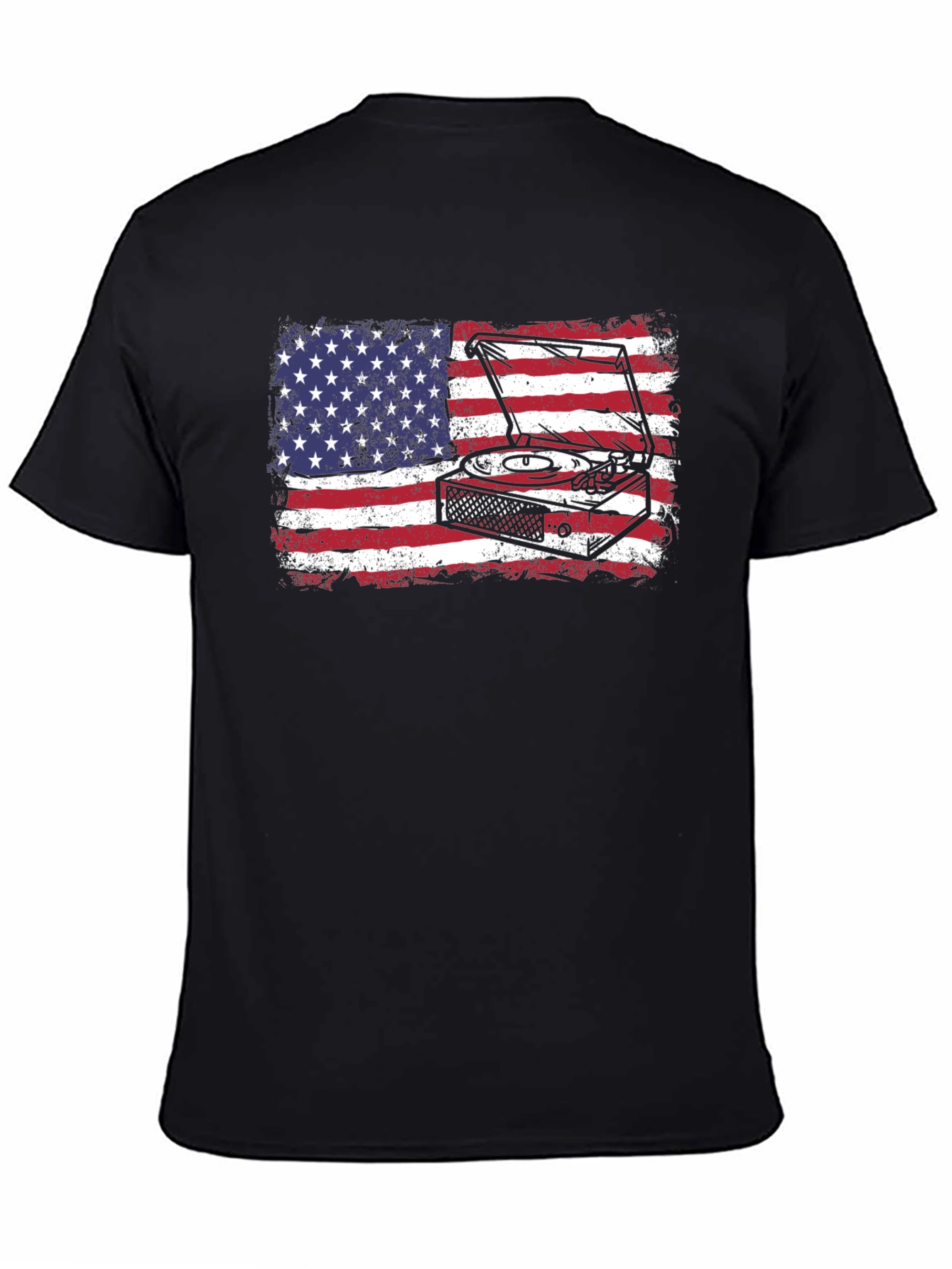 American Flag Turntable Graphic T-Shirt