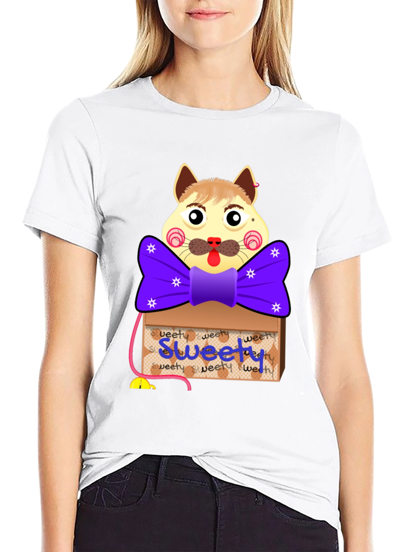 Cartoon Cat Sweety Box T-Shirt