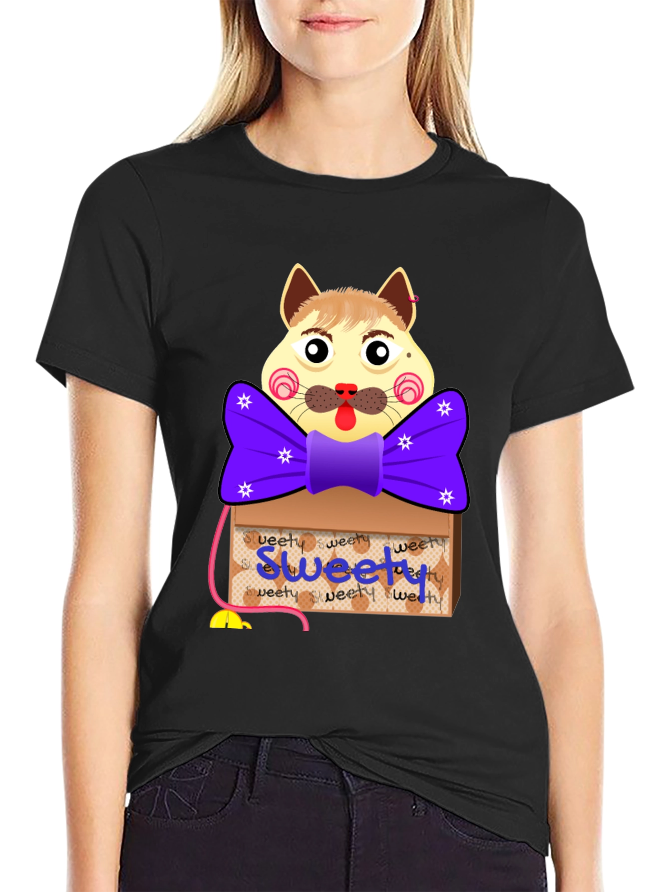 Cartoon Cat Sweety Box T-Shirt